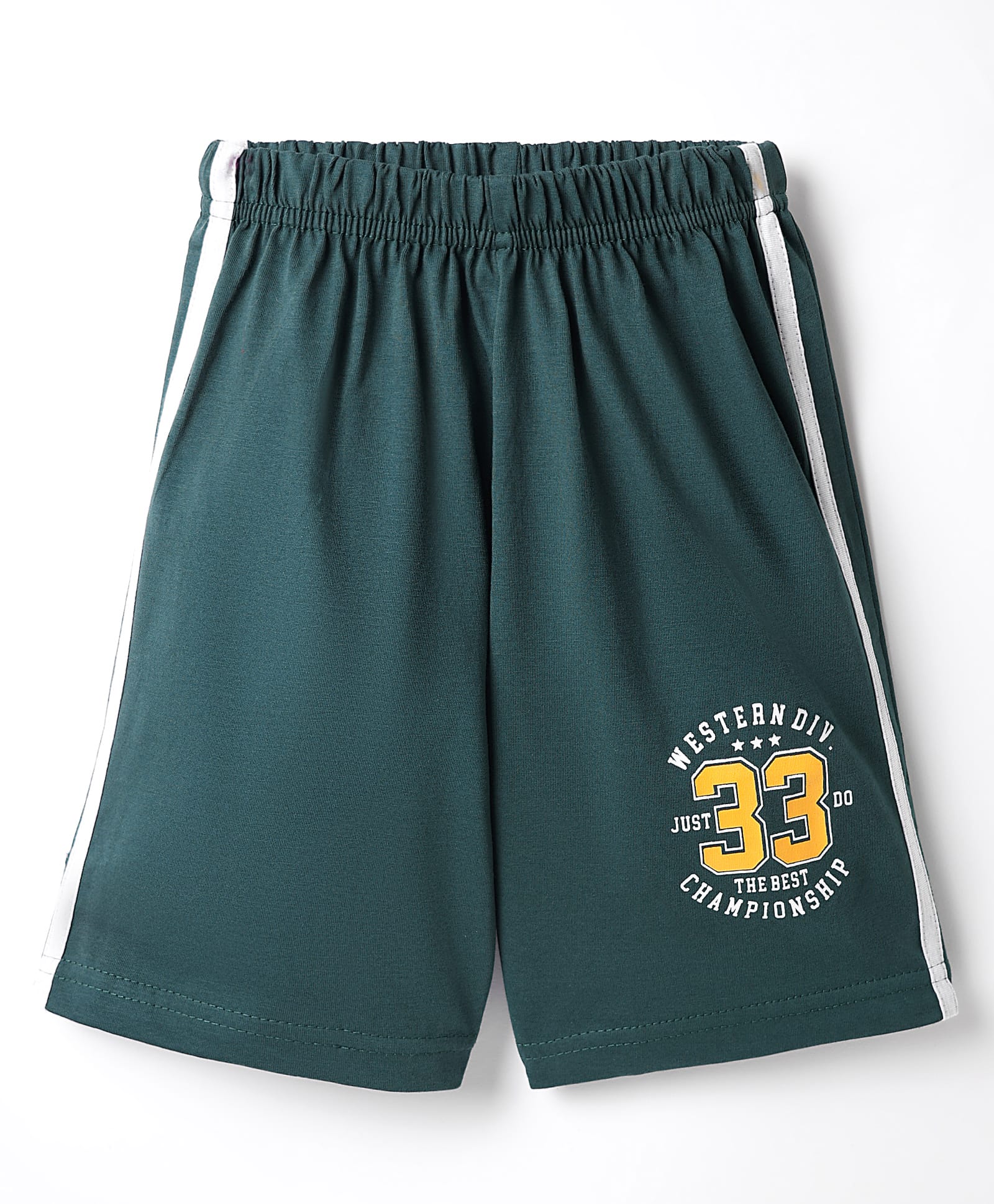Taeko Single Jersey Knit Knee Length Shorts With Text Print & Tape Detailing - Teal Blue-picture-28