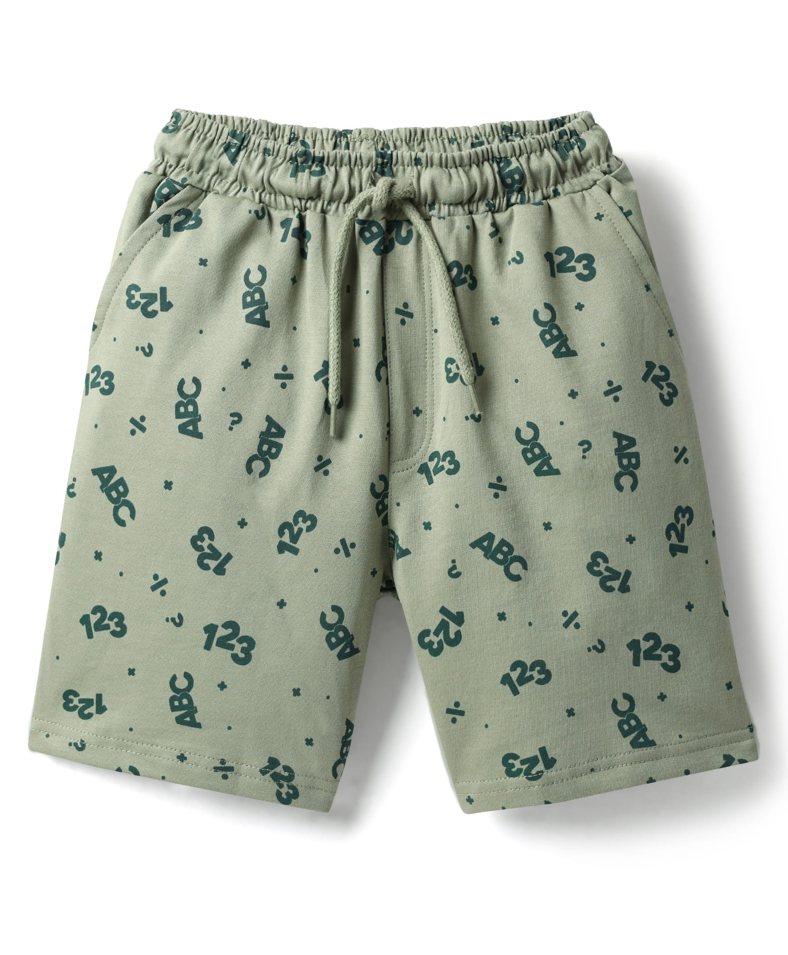 Taeko Single Jersey Knit Knee Length Short With Text Print - Light Green-picture-17