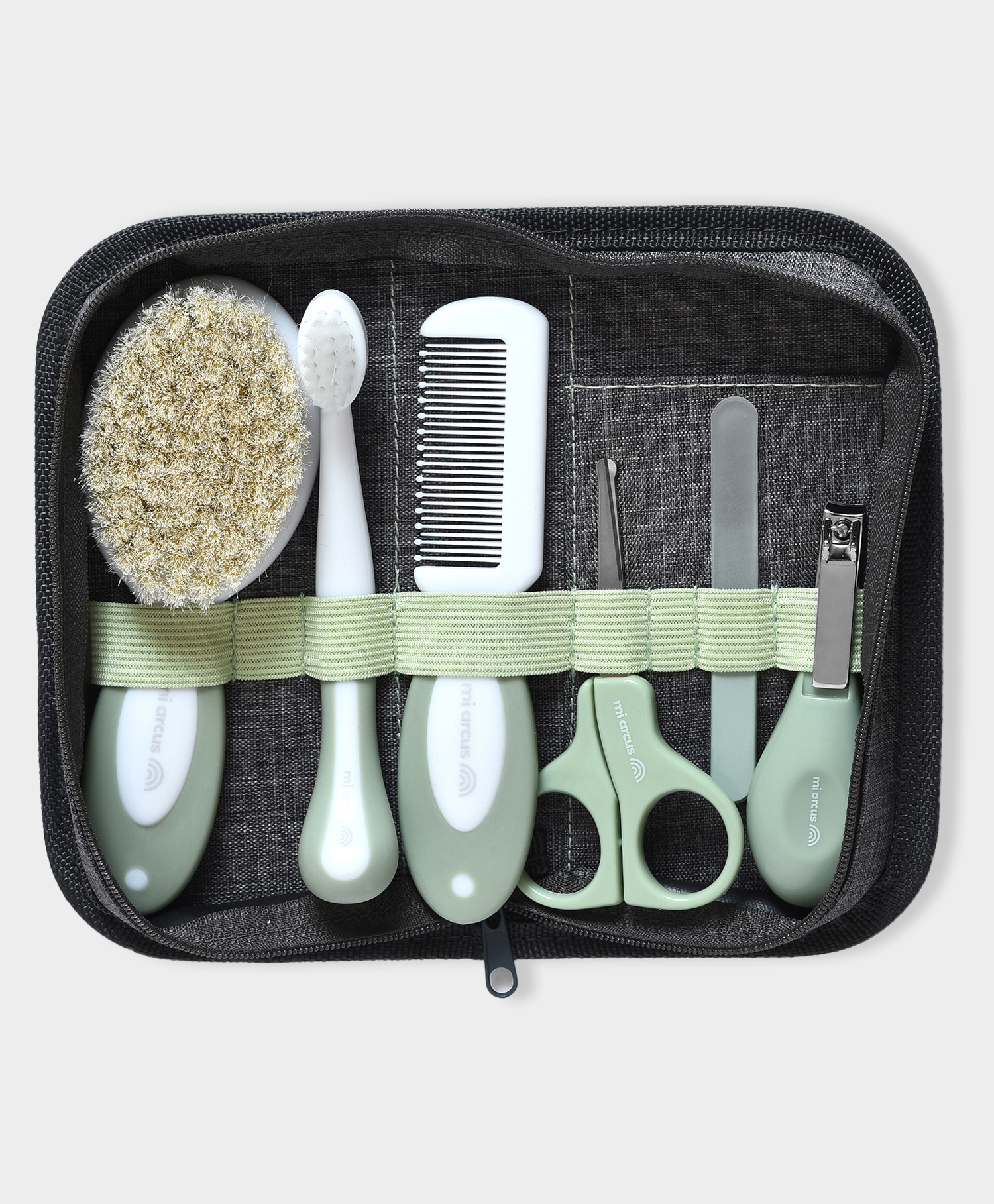 Mi Arcus 6pcs Baby Nail Grooming Set & Elegant Baby Comb & Brush Set with Soft Bristles & Tooth Brush Set-Green, 0M+-image-14