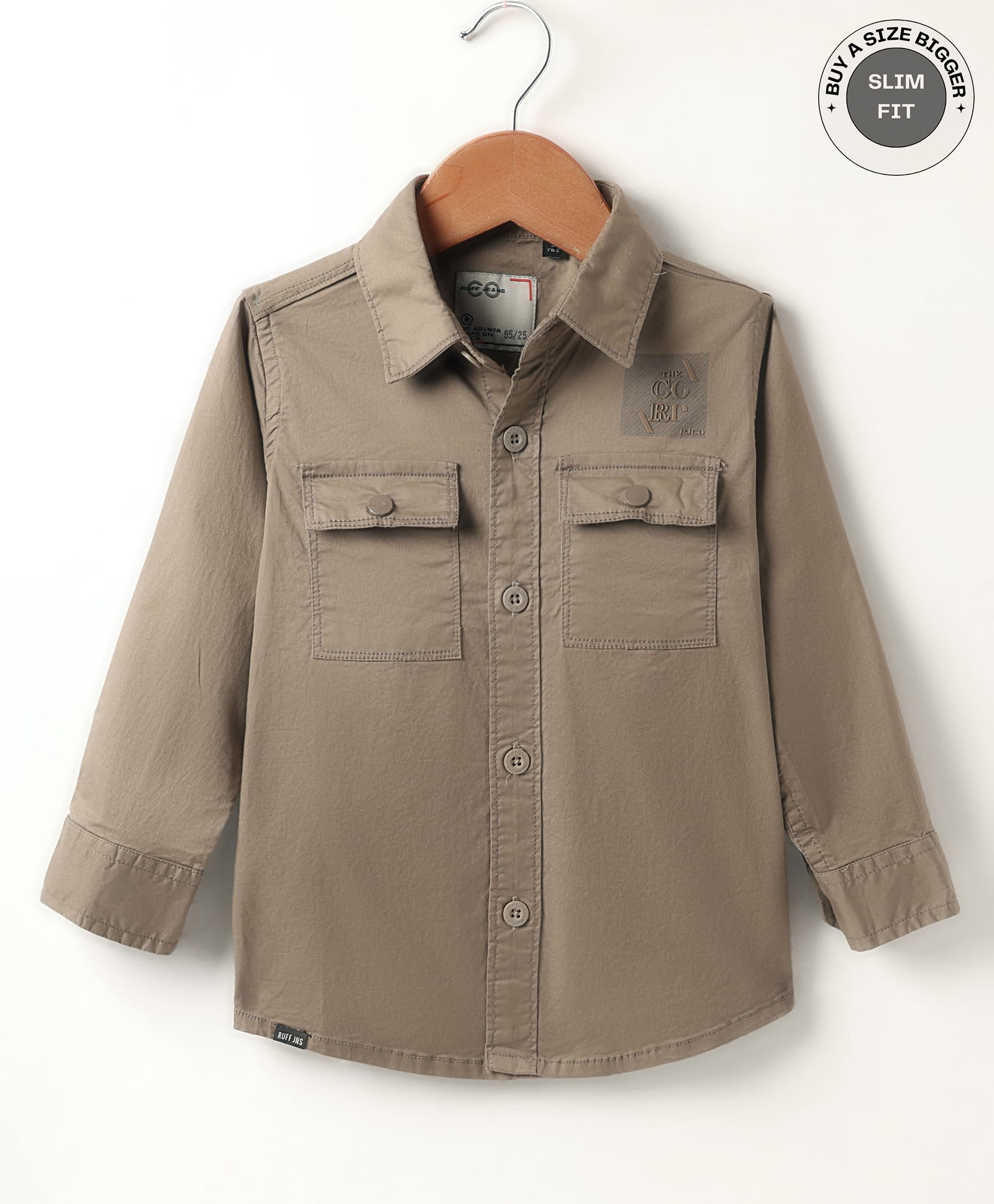 Ruff Twill Woven Full Sleeves Solid Color Shirt - Tan-picture-33
