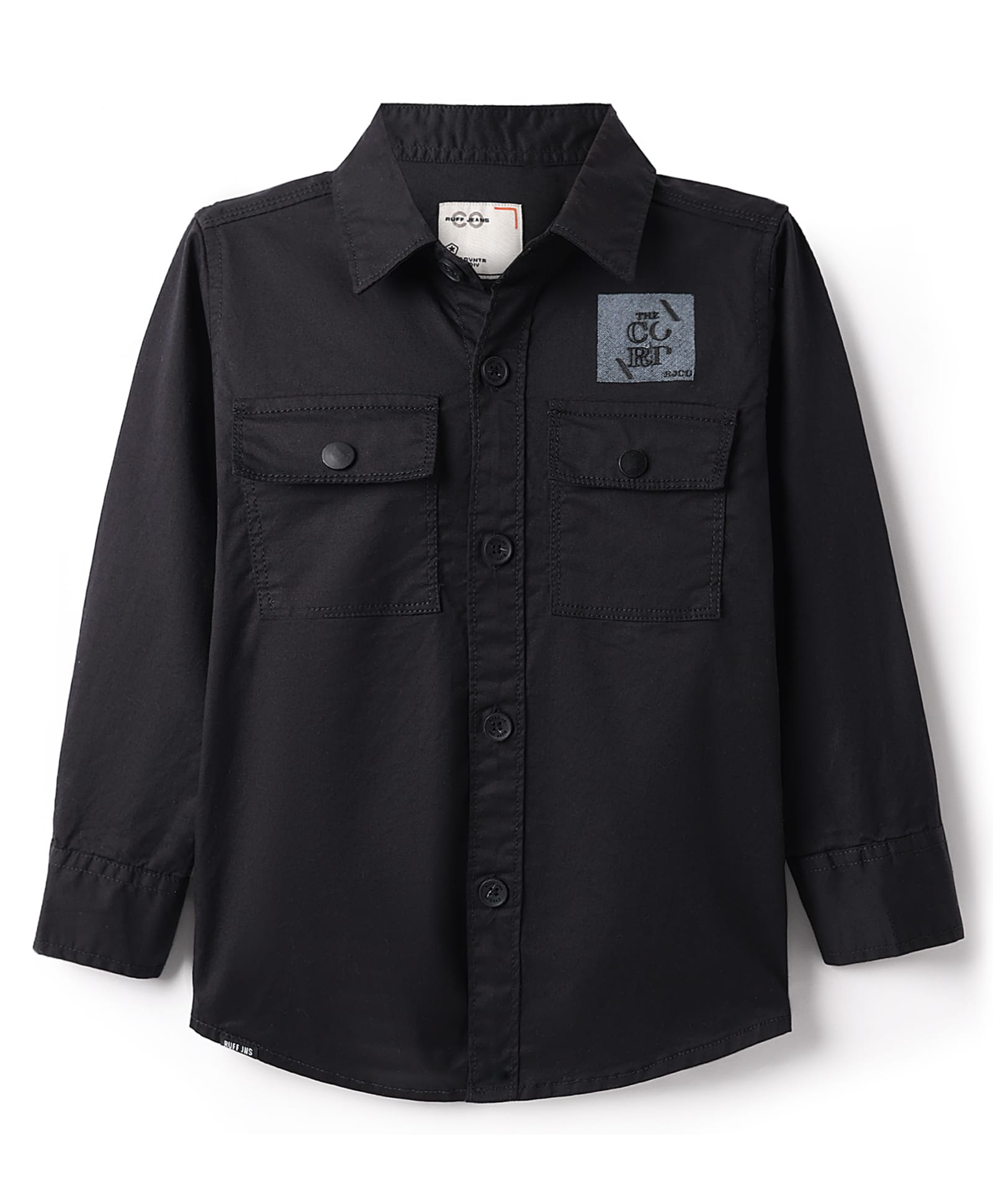 Ruff Twill Woven Full Sleeves Solid Colour Shirt - Black-picture-6