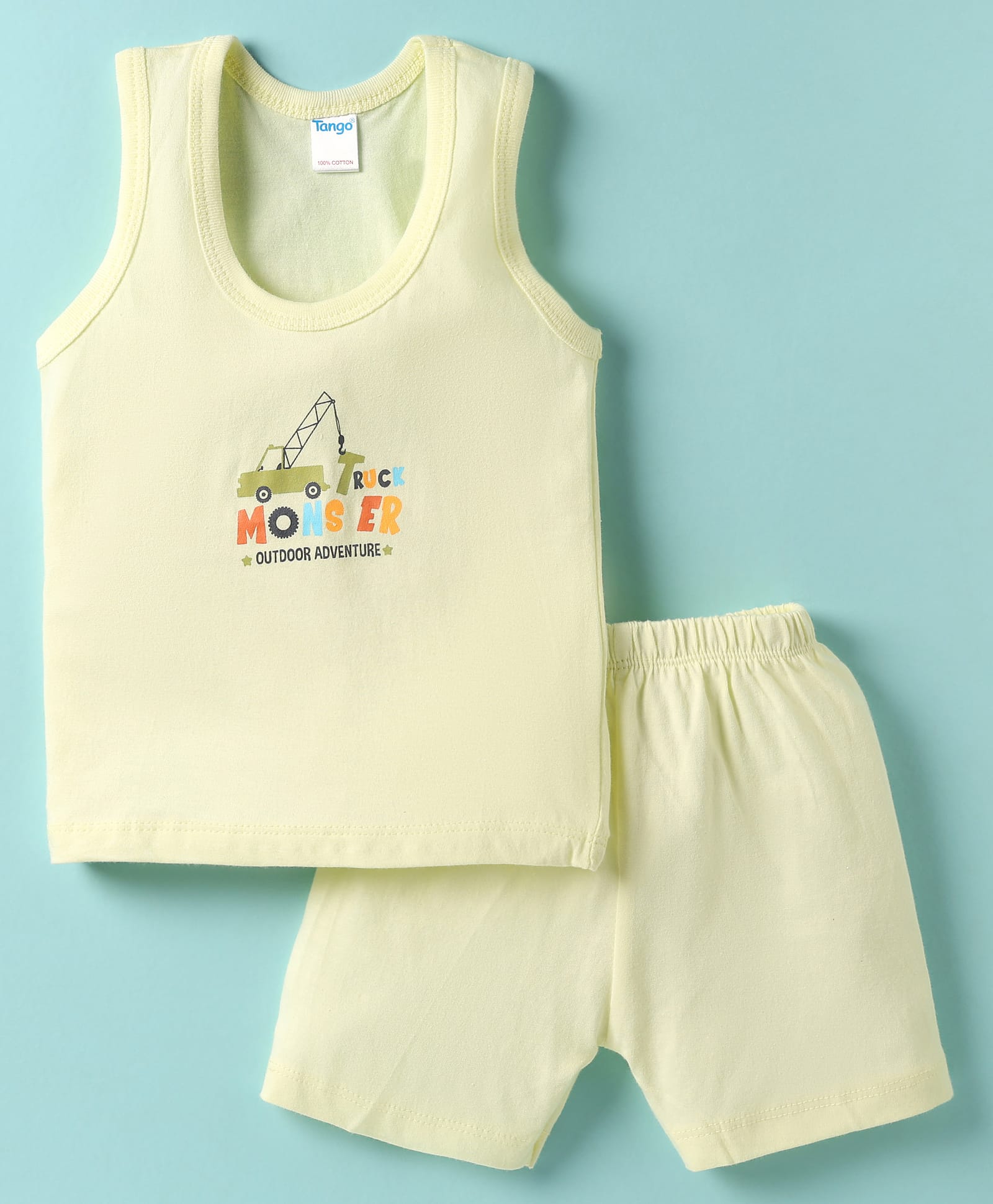 Tango Single Jersey Knit Sleeveless Vehicle Printed Vest & Shorts - Light Green-image-46