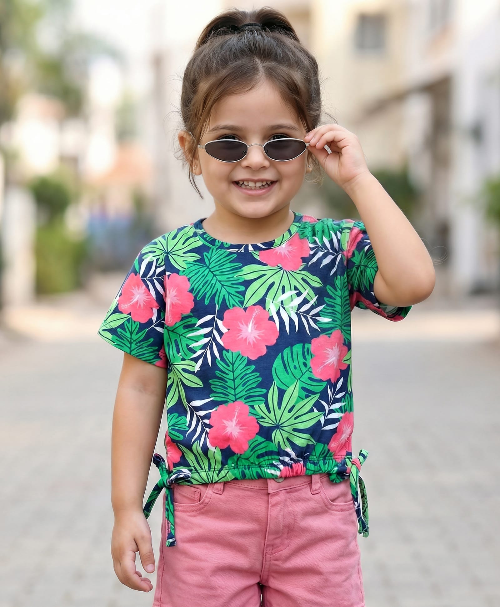 Babyhug Cotton Knit Half Sleeves Top with Floral Print - Navy Blue-image-33