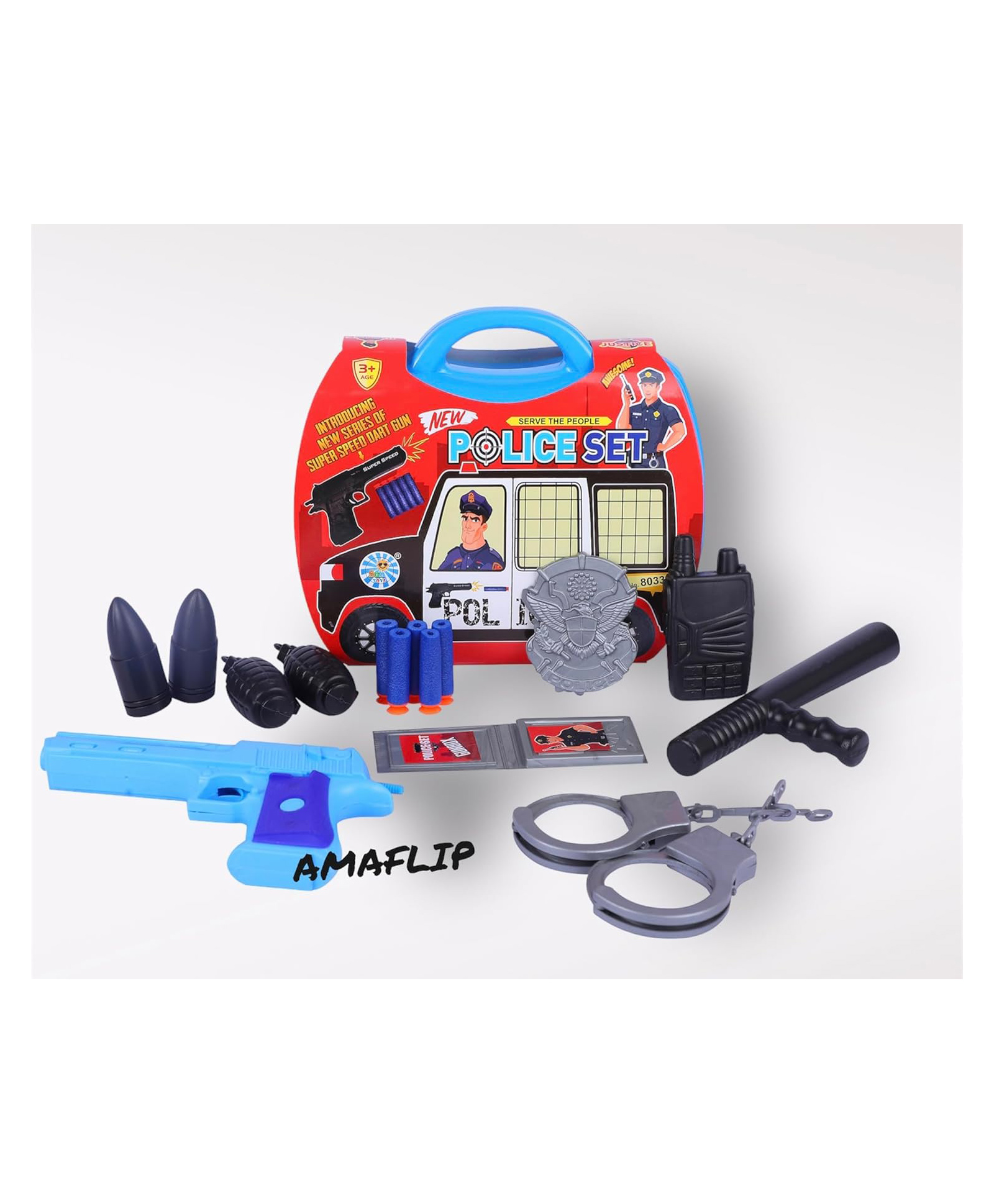NIYAMAT Police Playset Toy for Boys with Handcuff, Mini Bullet Gun Toy for Kids Role Play Game Weapon Set Toy for Kids Boys-image-31