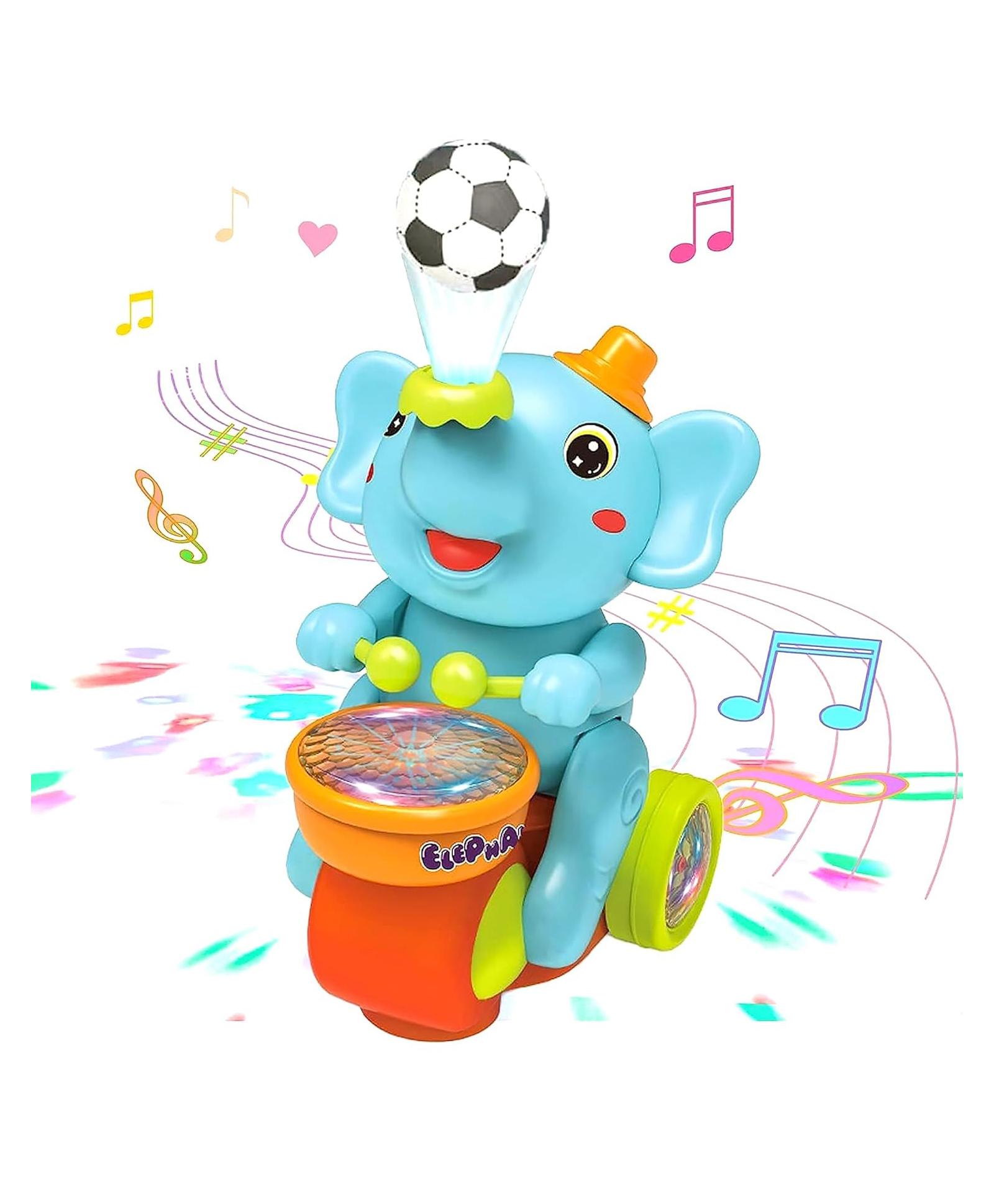 NIYAMAT Dancing Ball Elephant Musical Toy Flashing Light and Amazing Sound Beating Drum with Levitation Ball on Nose Along for Kids Boys & Girls - Multicolor-image-32