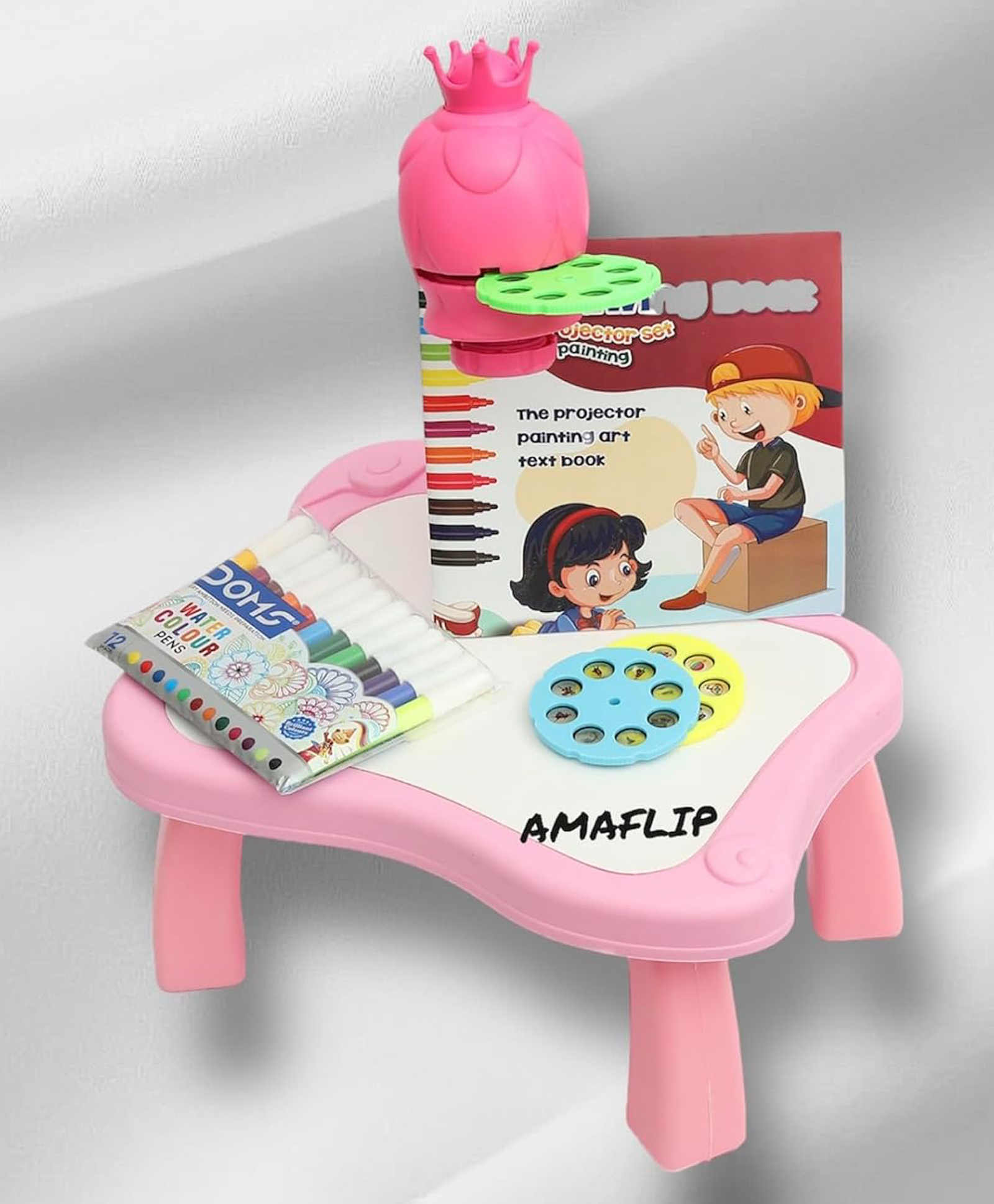 NIYAMAT Painting Toy Fun Learning Drawing Projector Desk Set, Multi-Function Kids Electric Projector Lamp-image-5