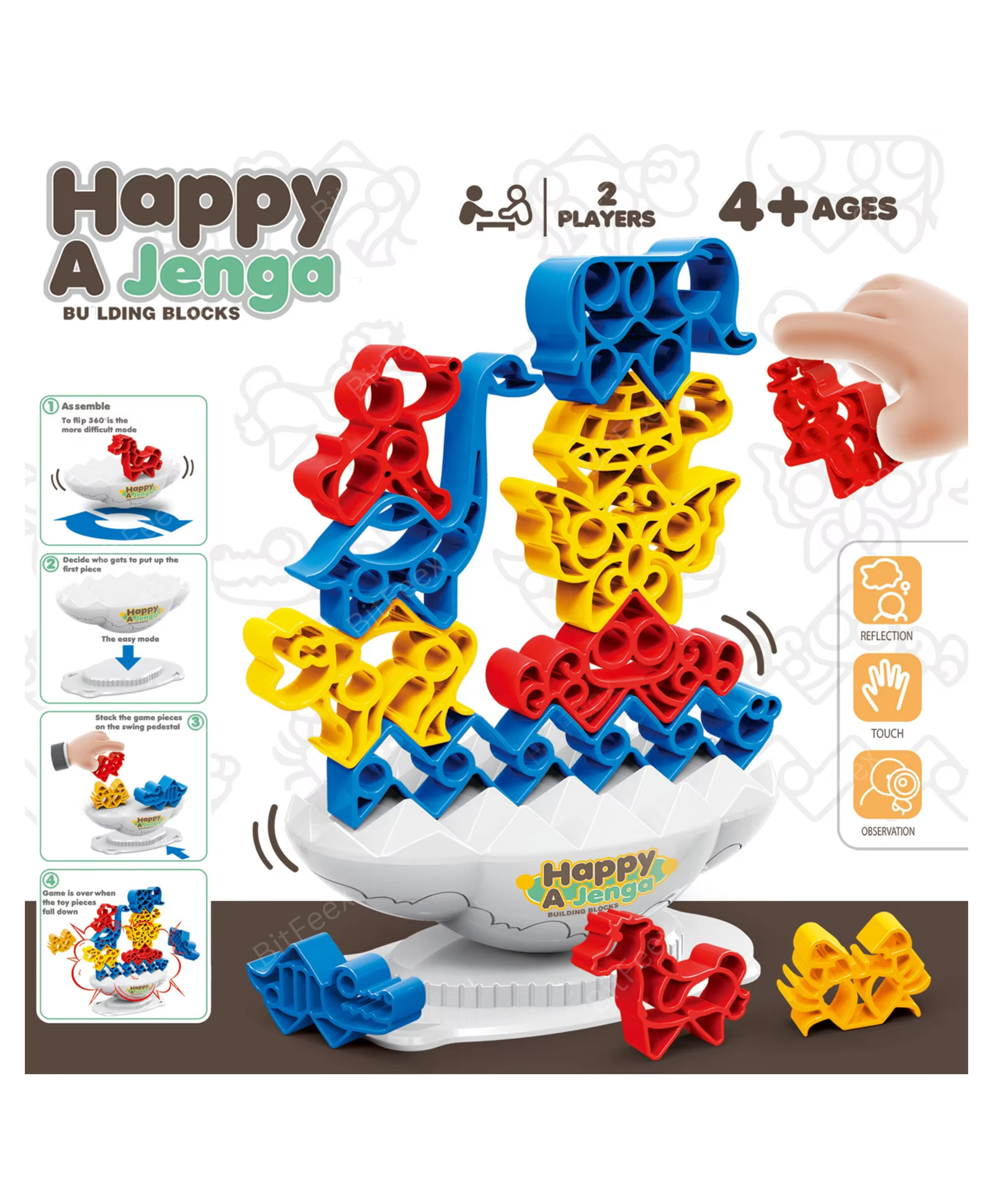 BitFeex Jenga Tetra Balance Game for kids | Family Game | 2 Players | Cute Animal Shapes | Best Birthday gift for kids-image-46