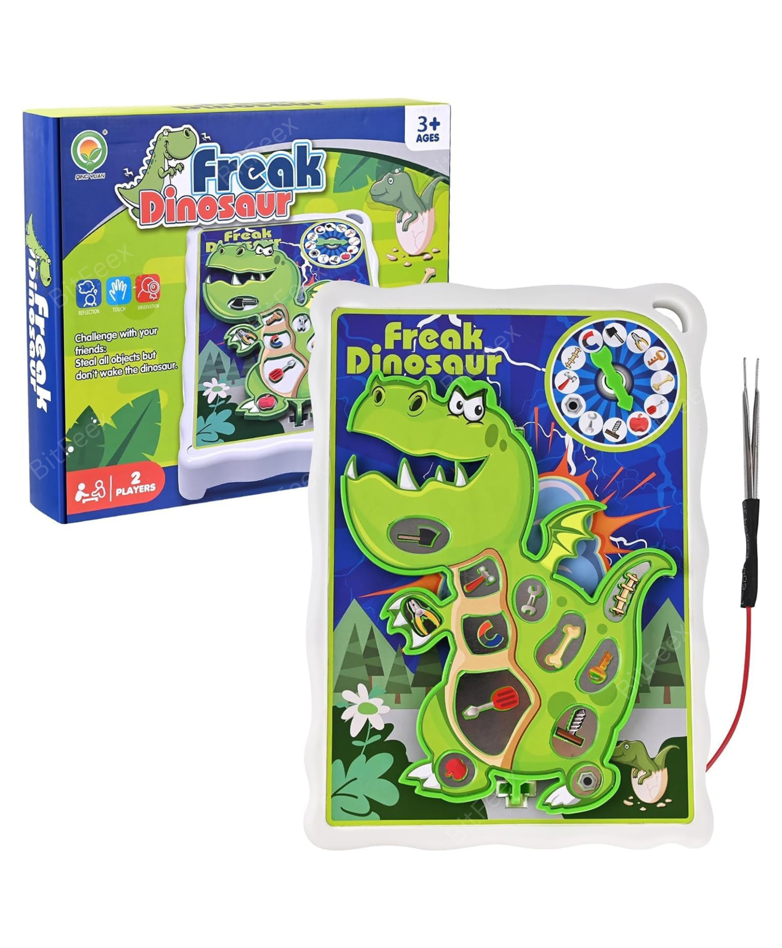 BifFeex Dinosaur Operation Board Game Electronic Toy for Kids Indoor Family Games Activity Toys for 1+ Players Paly with Tweezers Hand-Eye Coordination & Fun Learning Birthday Gift for Kids