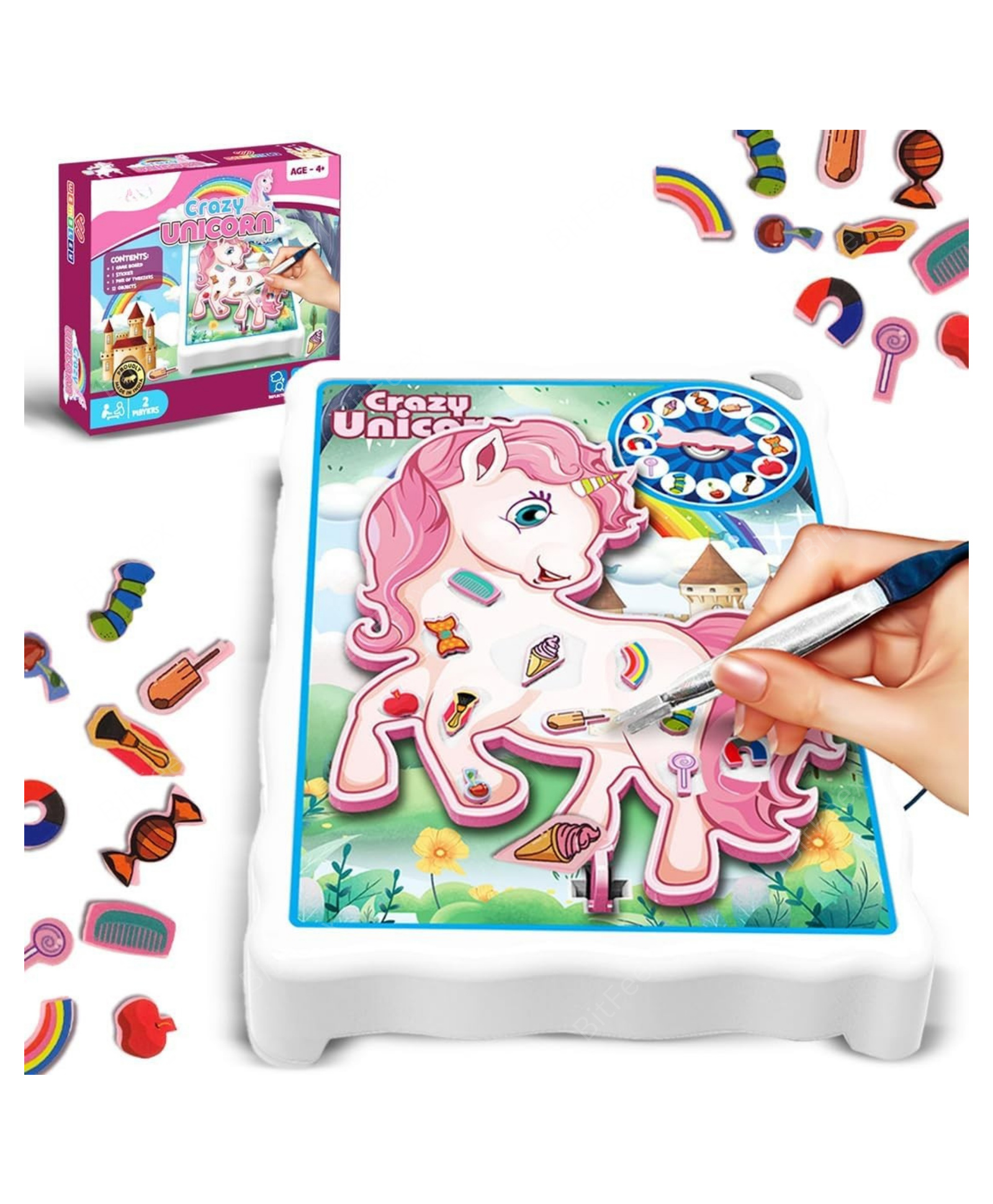 BitFeex Unicorn Operation Board Game Electronic Toy for Kids Funzone Indoor Family Games for Kids Activity Toys for 1+ Players Ages 4-12 Paly with Tweezers Hand-Eye Coordination & Fun Learning Birthday Gift-picture-15