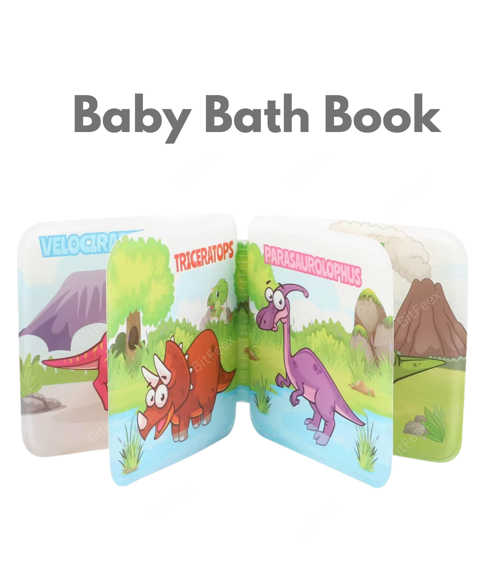 BitFeex Dinosure Animal Learning Bath Book | Waterproof Bath toys | Activity Books for kids | Change color in water | Design May Very