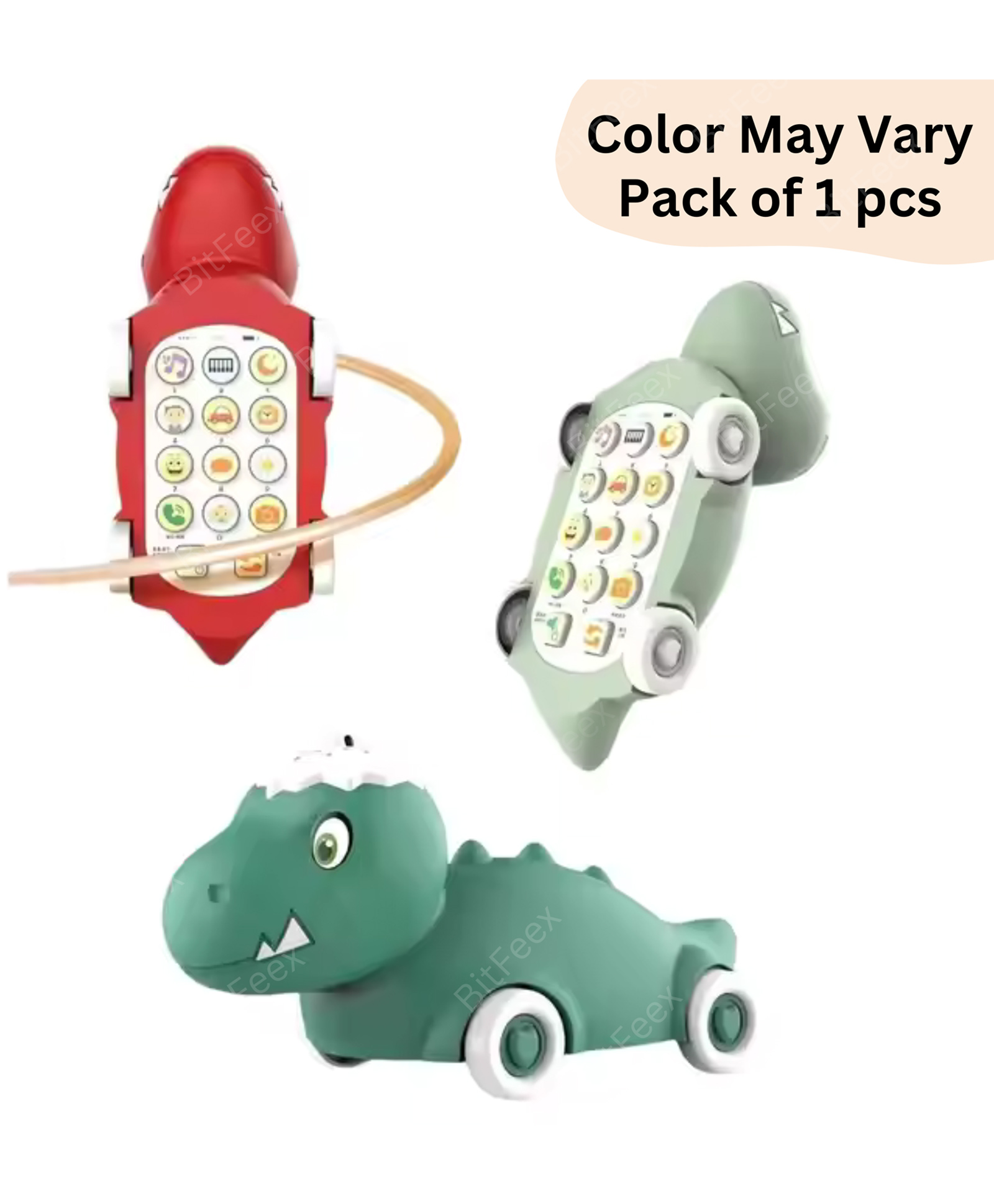 bitfeex BitFeexDino Mobile phone Children Dinosaur Early Education Machine Mobile Phone Toy Early Education Device Letter Sounds Learning Toys-Color May Vary, Pack of 1 pcs-picture-26