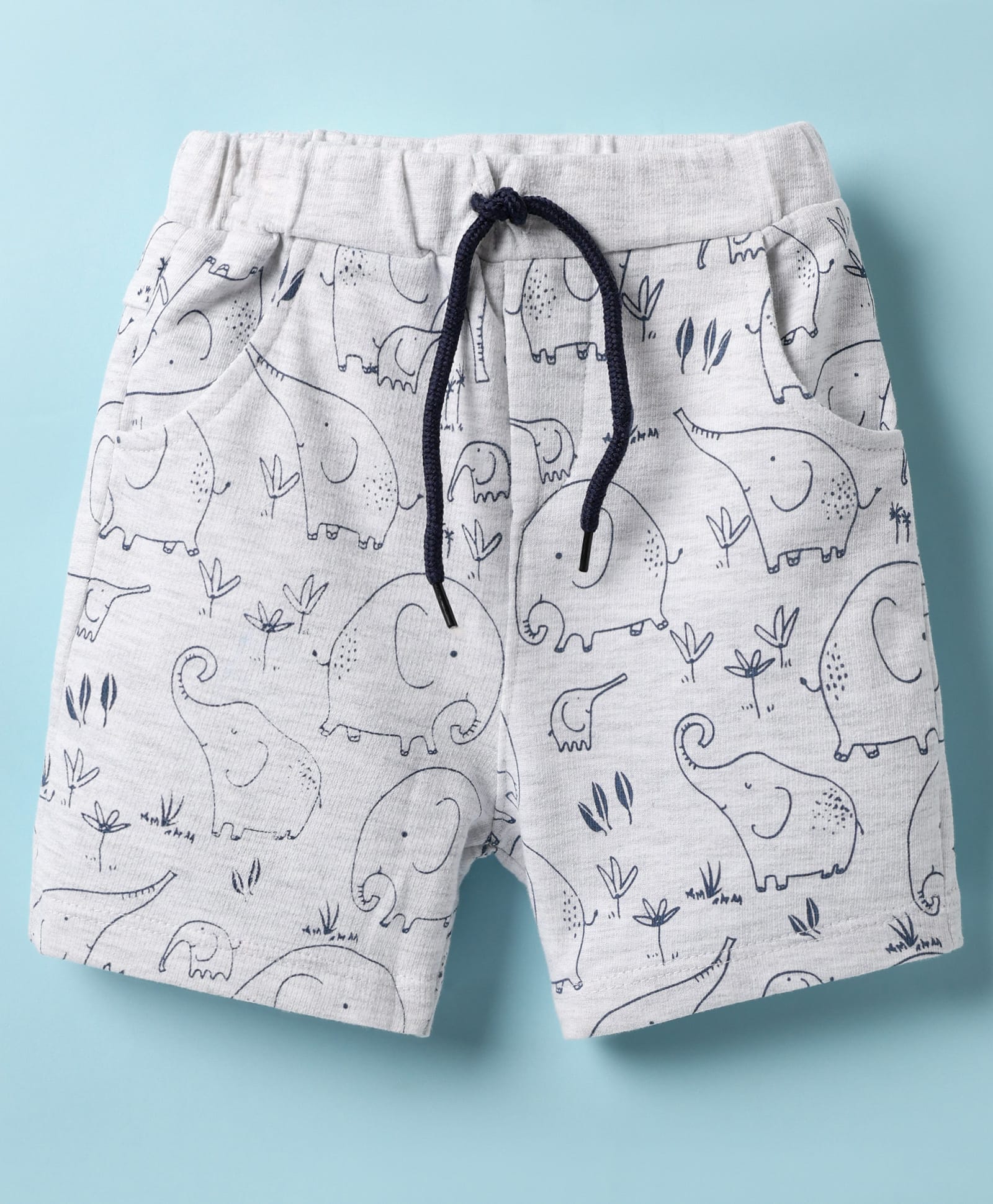 Wonderchild Baby Elephants Printed Shorts - Light Grey-image-11