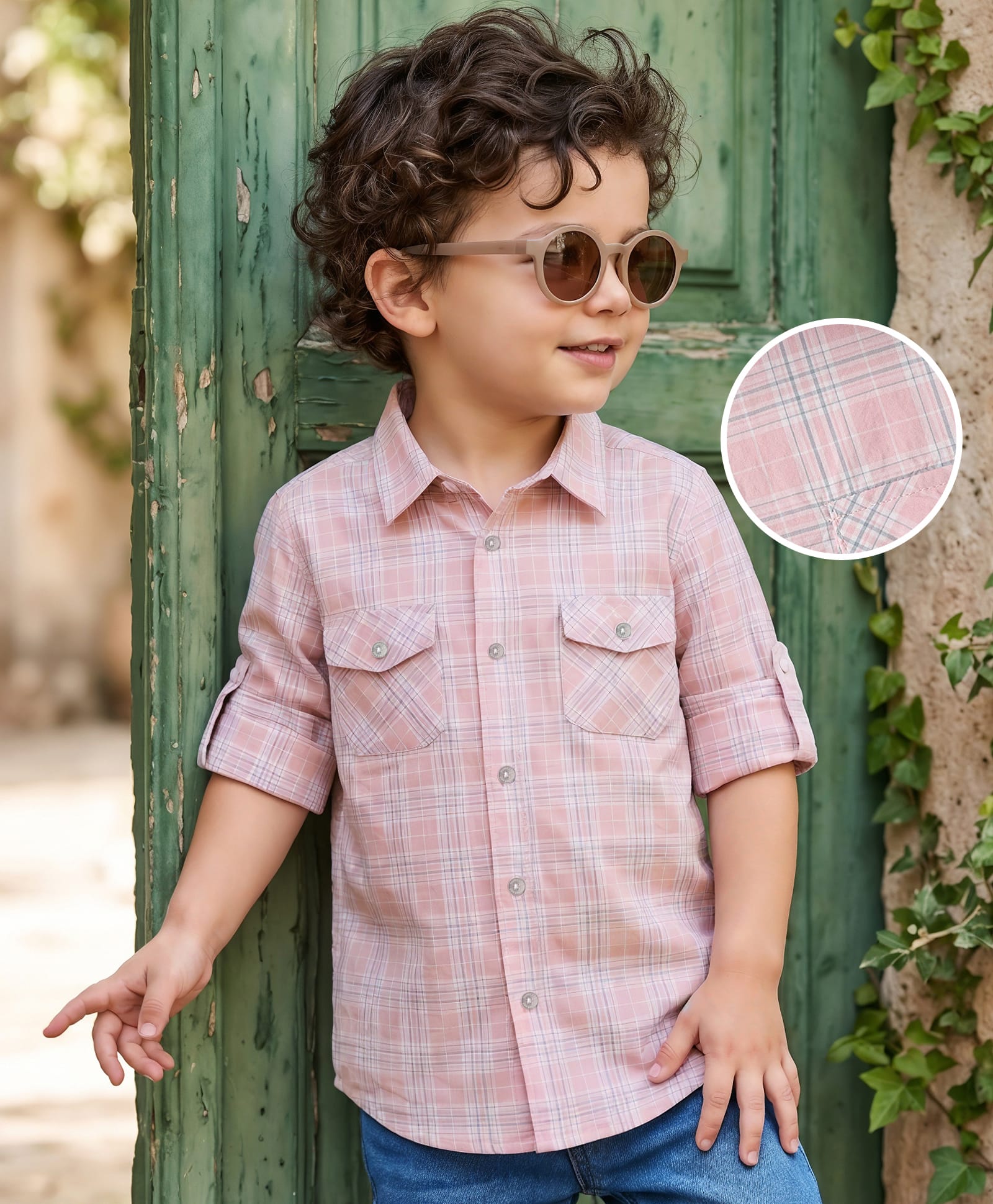 Kookie Kids Cotton Woven Full Sleeves Checks Shirt - Pink-image-41