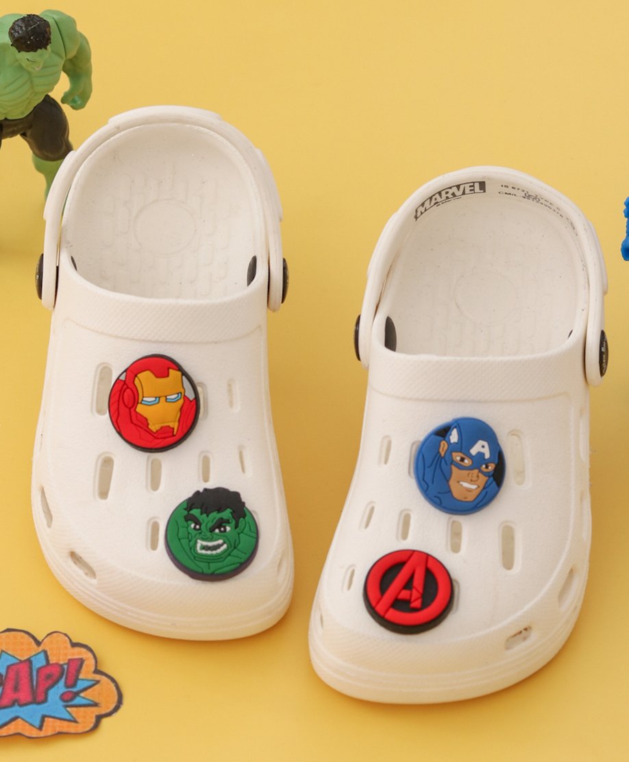 Marvel by Yellow Bee Solid PerforatedAvengers Clogs With Iron Man Hulk & Captain America Charms - White-picture-11