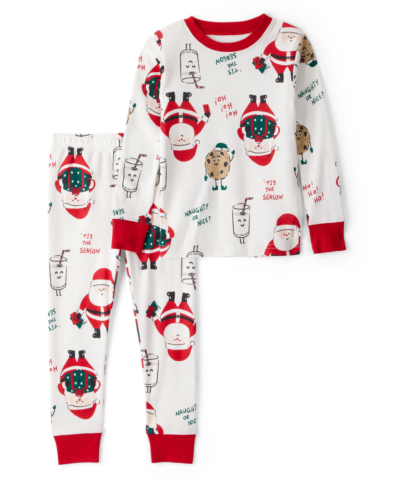 Carter's Knit Full Sleeves Co-ords Night Suit with Christmas Print - Beige-picture-21