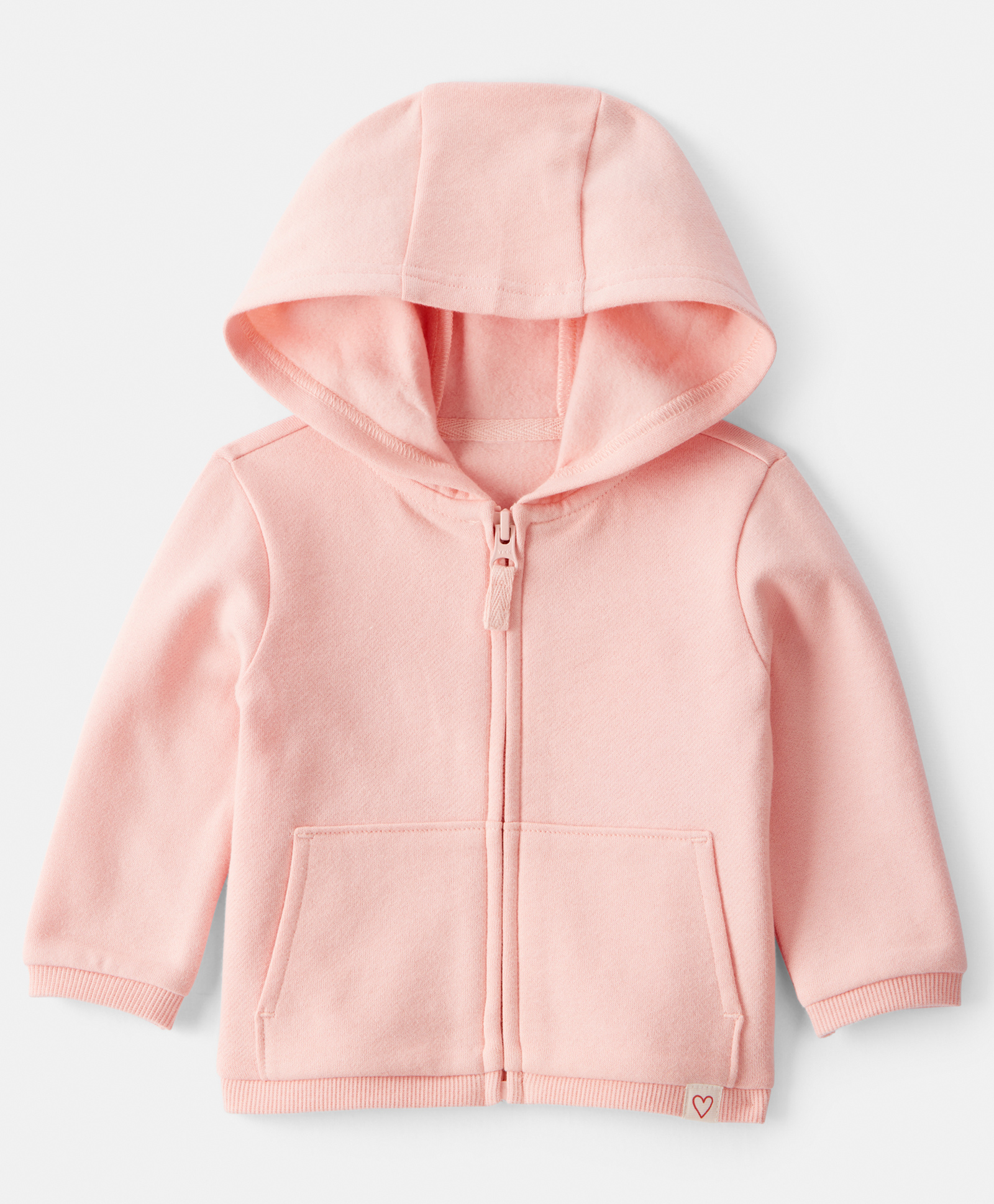 Carter's Knit Full Sleeves Solid Color Hooded SweatJacket with Kangaroo Pockets - Pink-image-18