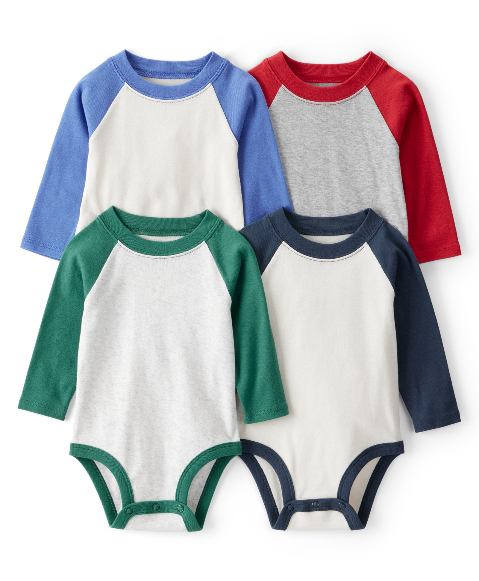 Carter's Knit Full Raglan Sleeves Solid Color Onesies Pack of 4 - Multicolor-picture-20