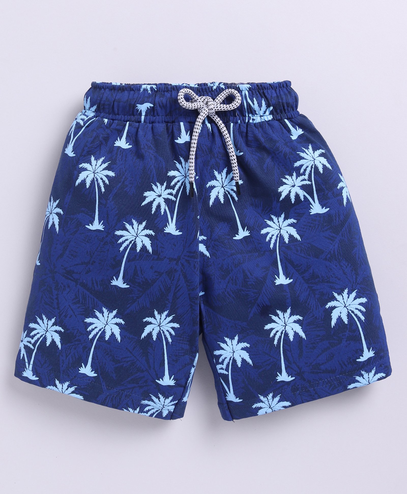 Kidcity Soft Cotton Sinker Palm Tree Printed Shorts - Dark Blue-image-4