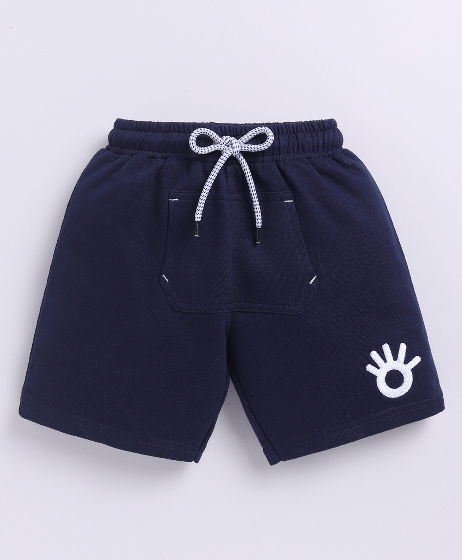 Kidcity Soft Cotton Loopknit Abstract Embroidered Shorts - Navy Blue-picture-20