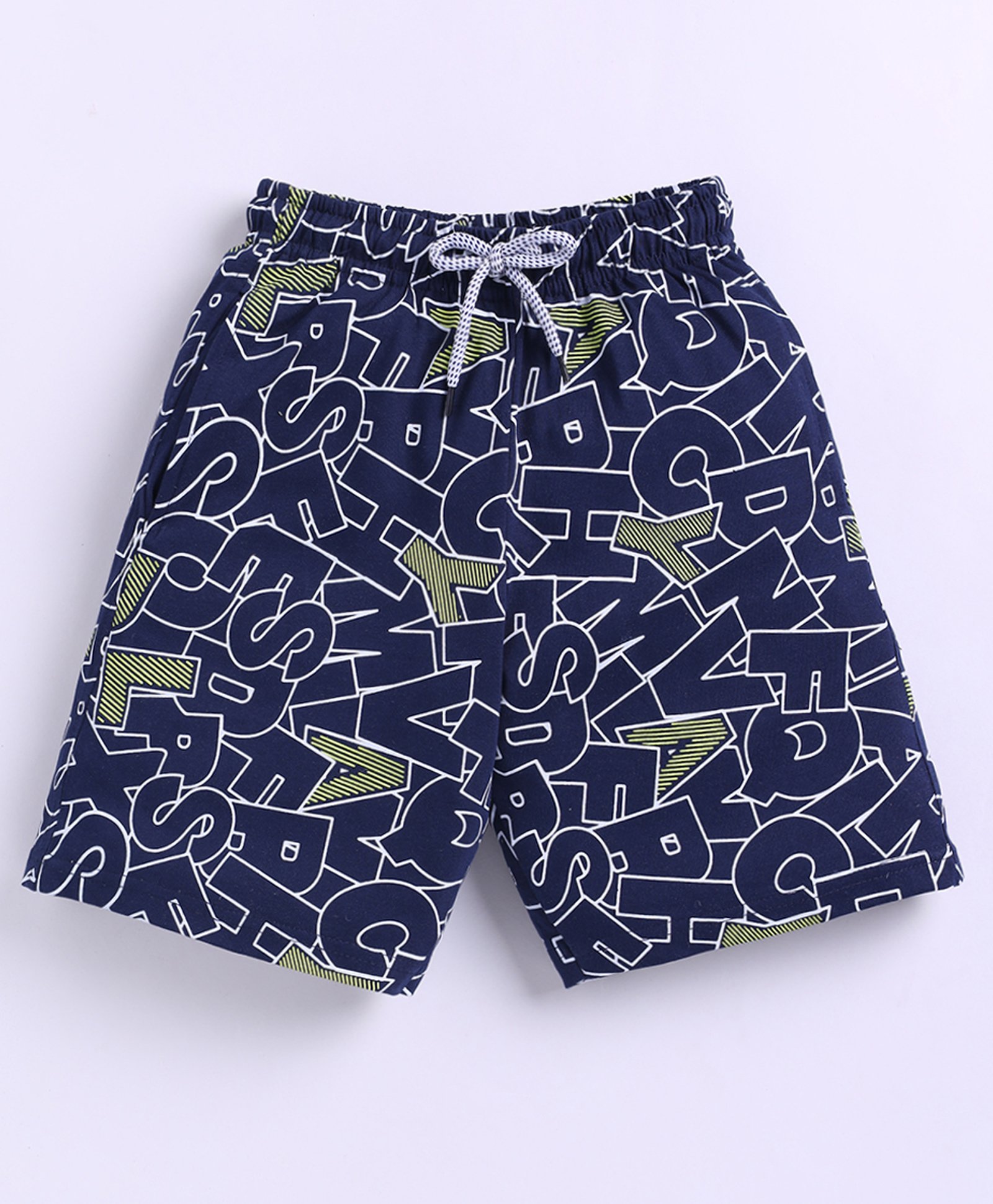 Kidcity Soft Cotton Sinker Alphabets Printed Shorts - Navy Blue-image-49