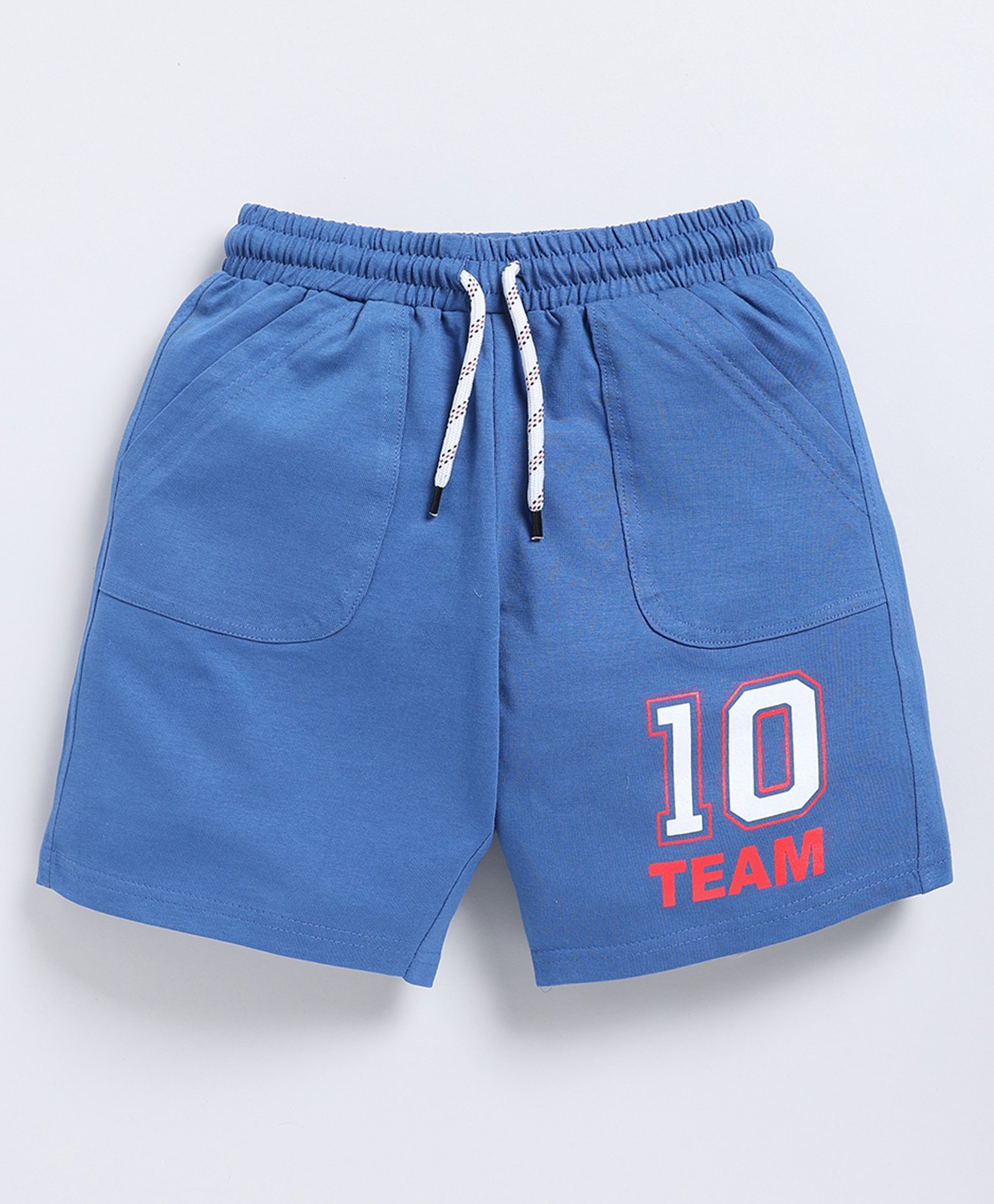 Kidcity Soft Cotton Sinker Team Text Printed Shorts - Blue-picture-27
