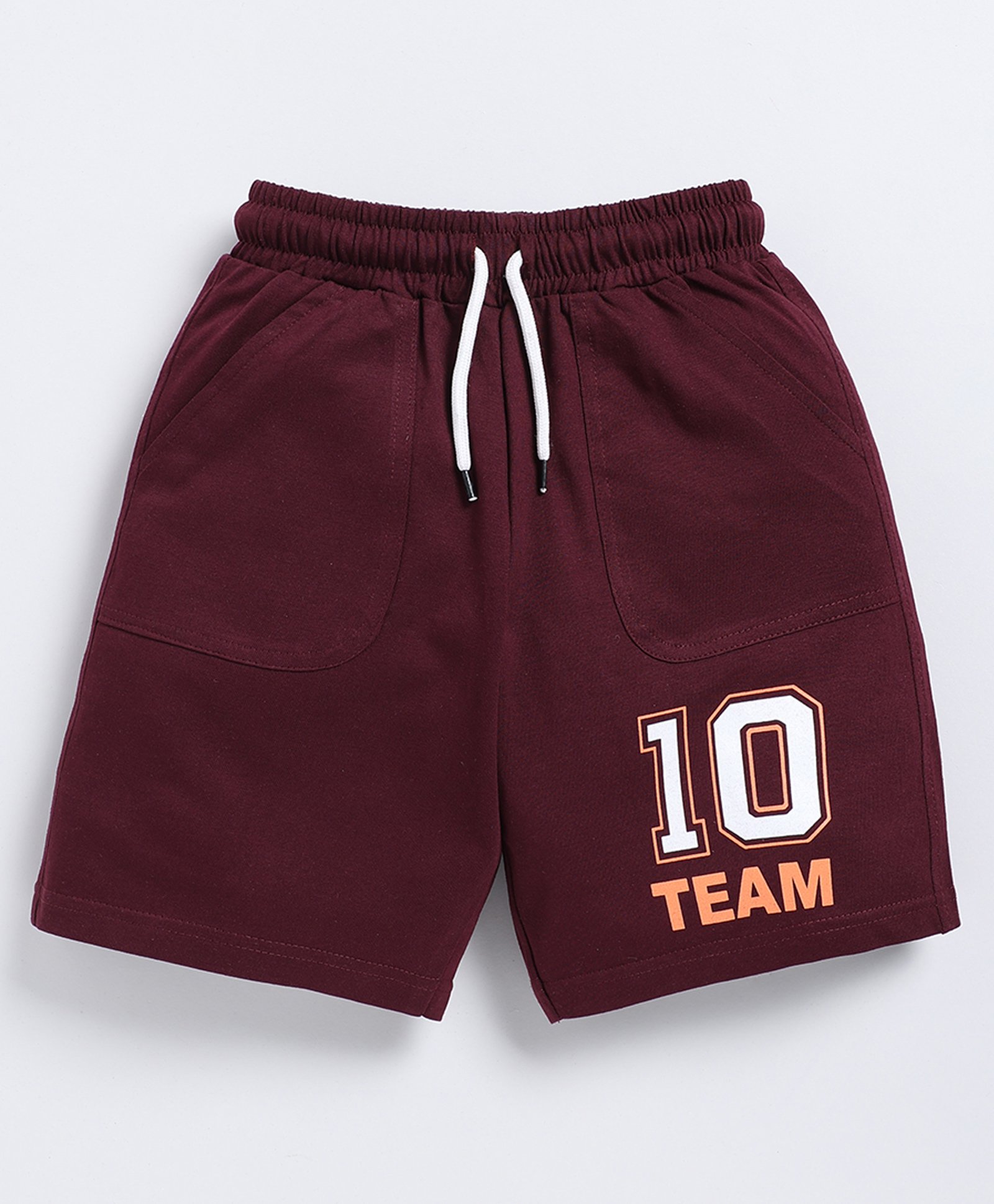 Kidcity Soft Cotton Sinker Team Text Printed Shorts - Wine-image-27