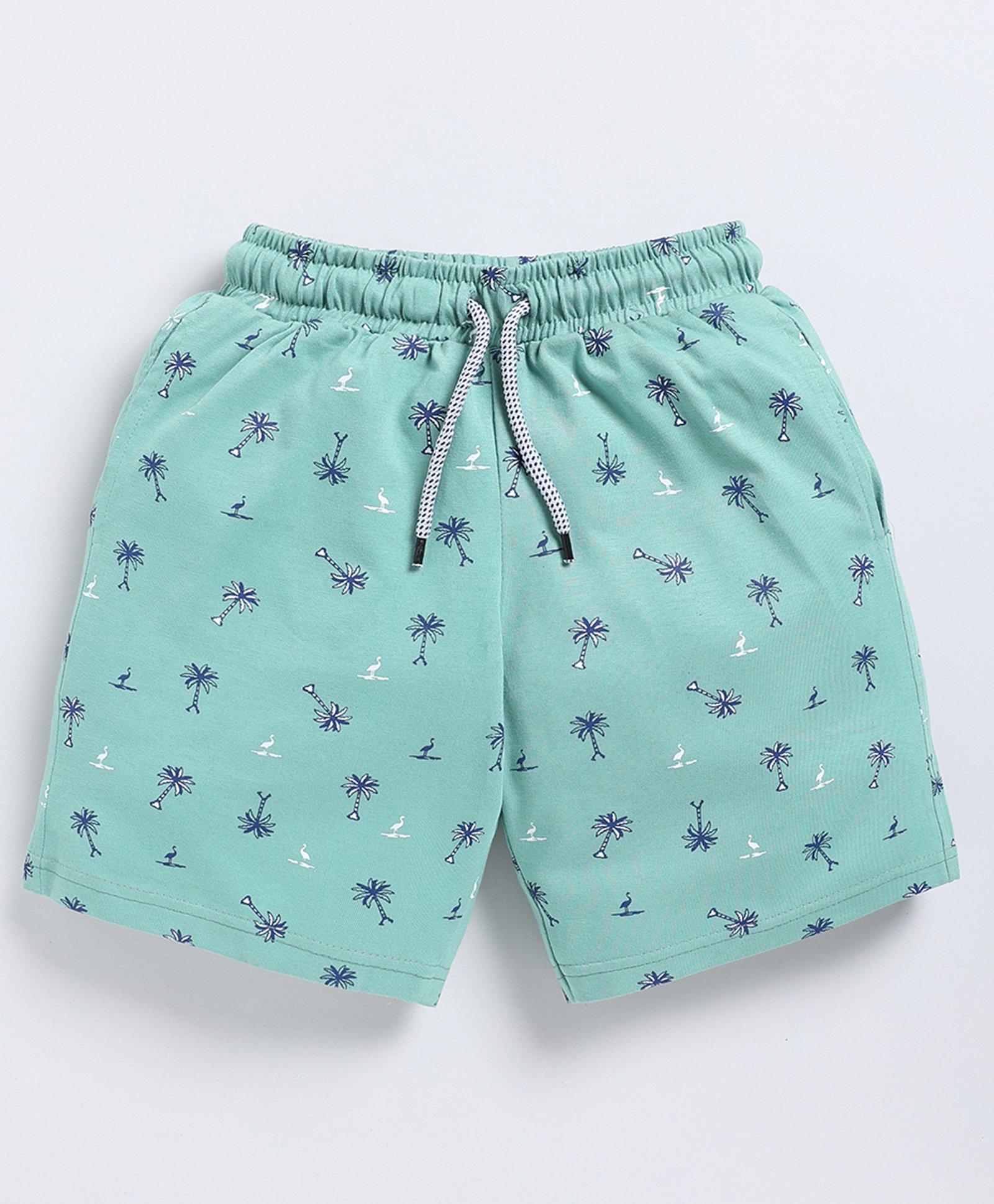 Kidcity Cotton Sinker Palm Tree Printed Shorts - Olive Green-picture-22