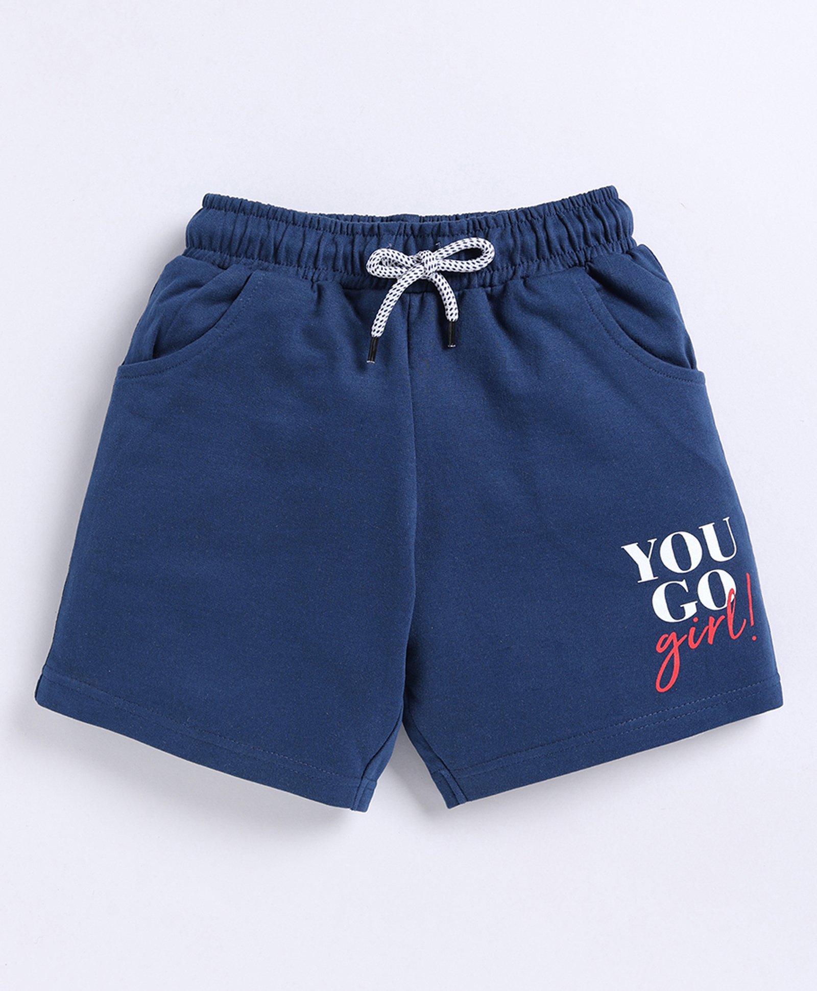 Kidcity Cotton Looper You Go Girl Text Printed Shorts - Navy Blue-picture-13