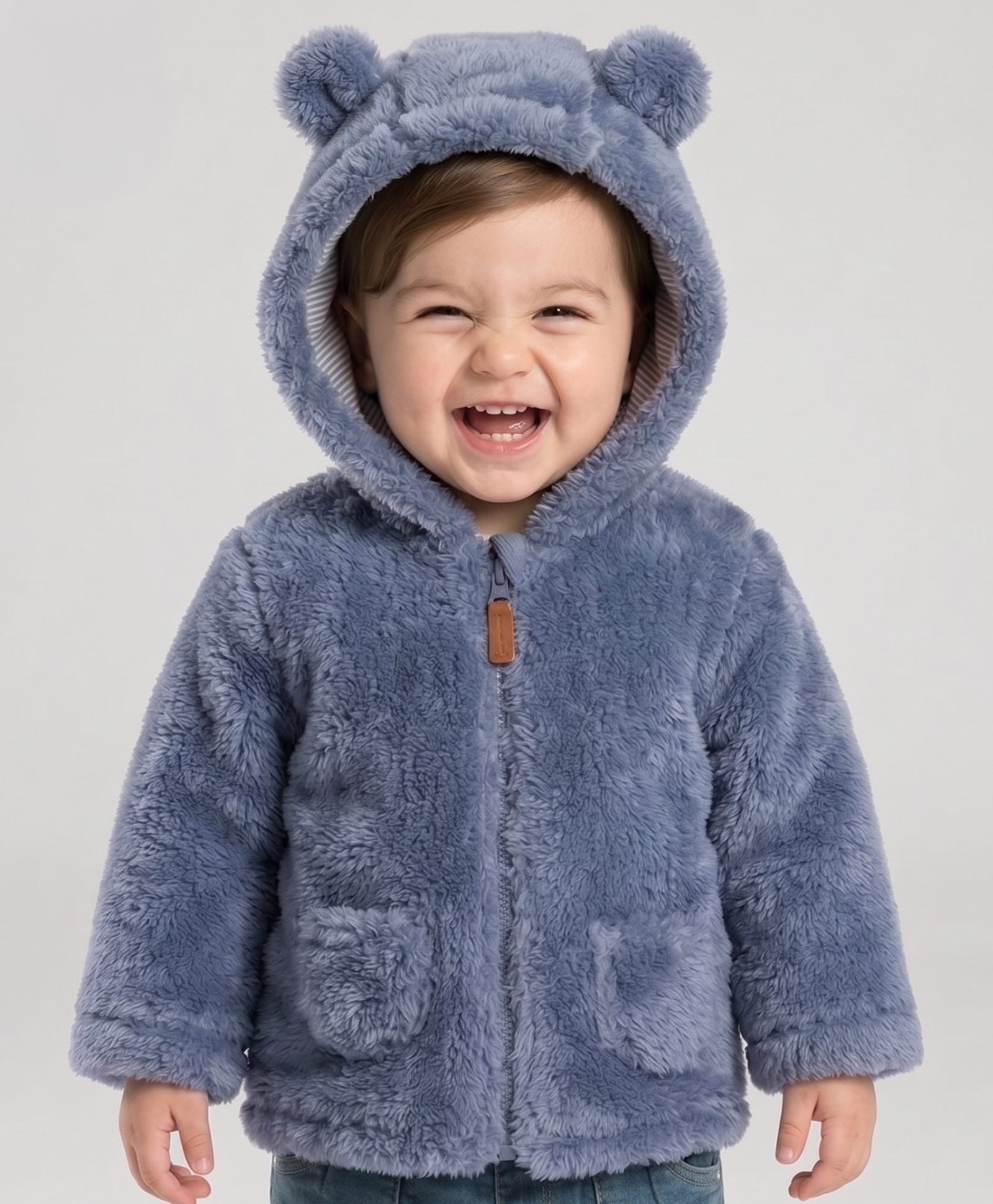 Carter's Knit Full Sleeves Solid Colour Hooded Jacket With Ear Applique - Blue-picture-38
