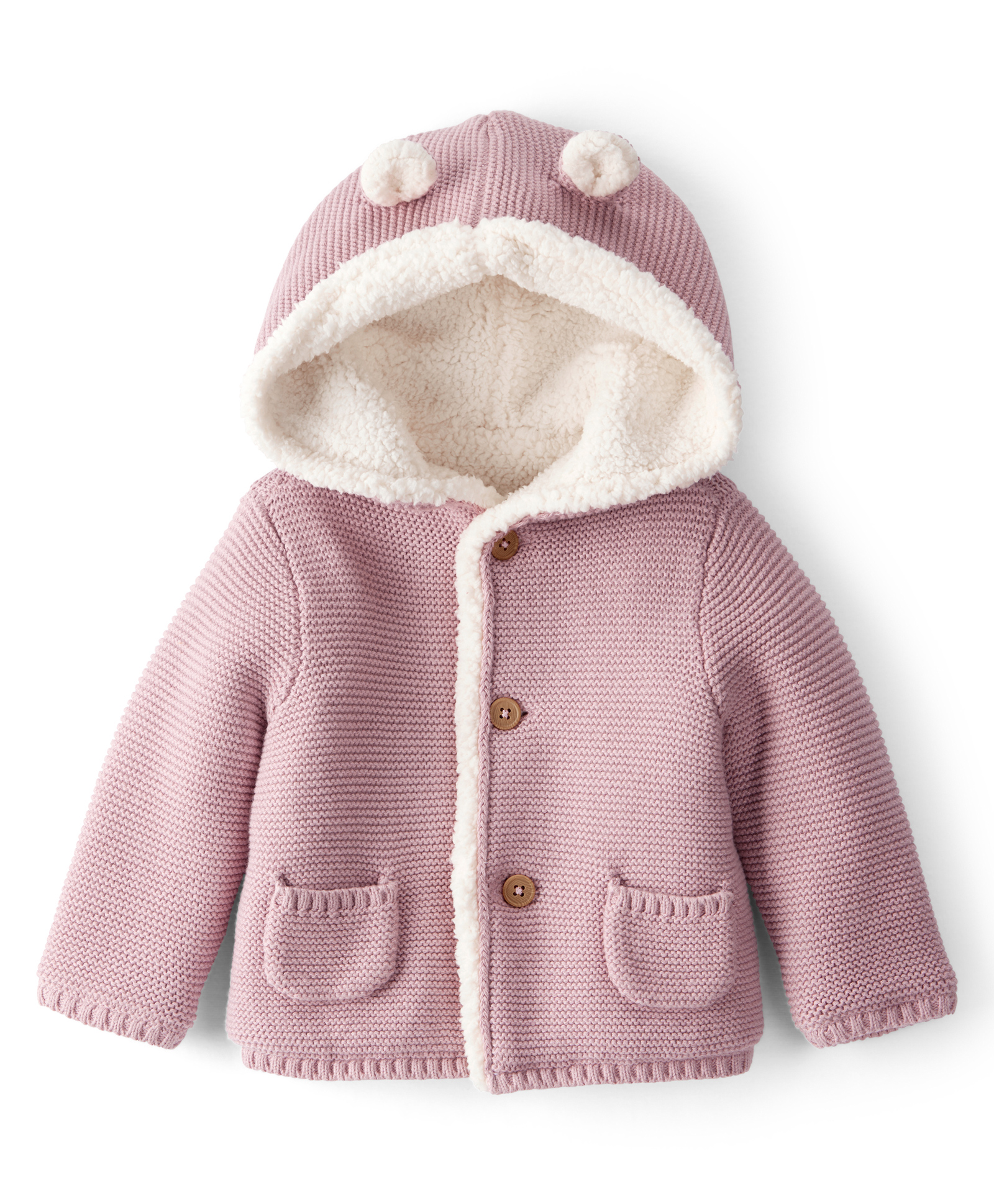 Carter's Knit Full Sleeves Solid Colour Hooded Jacket With Ear Applique - Pink-picture-14