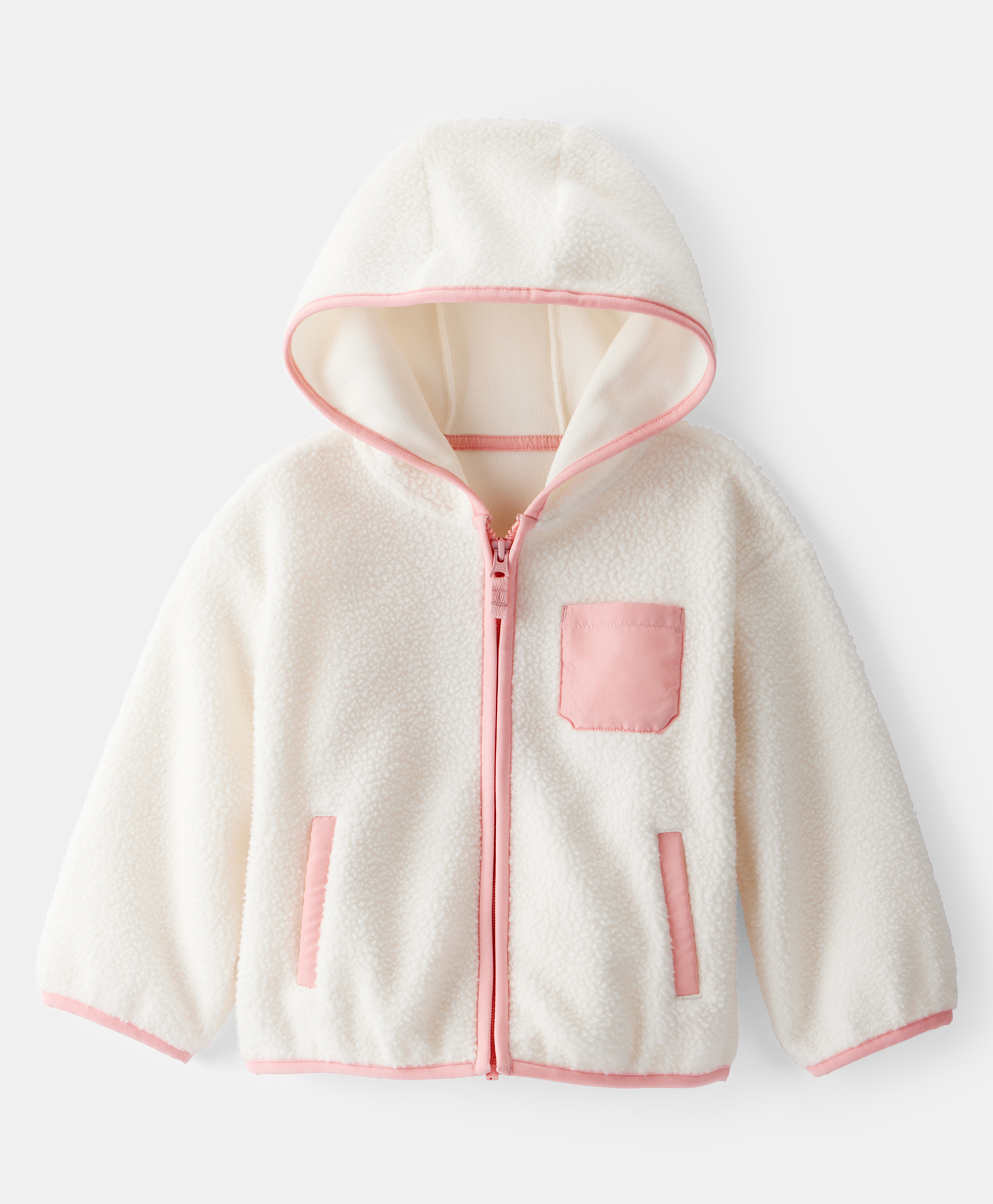 Carter's Knit Full Sleeves Solid Color Hooded SweatJacket with Kangaroo Pocket - White-picture-16