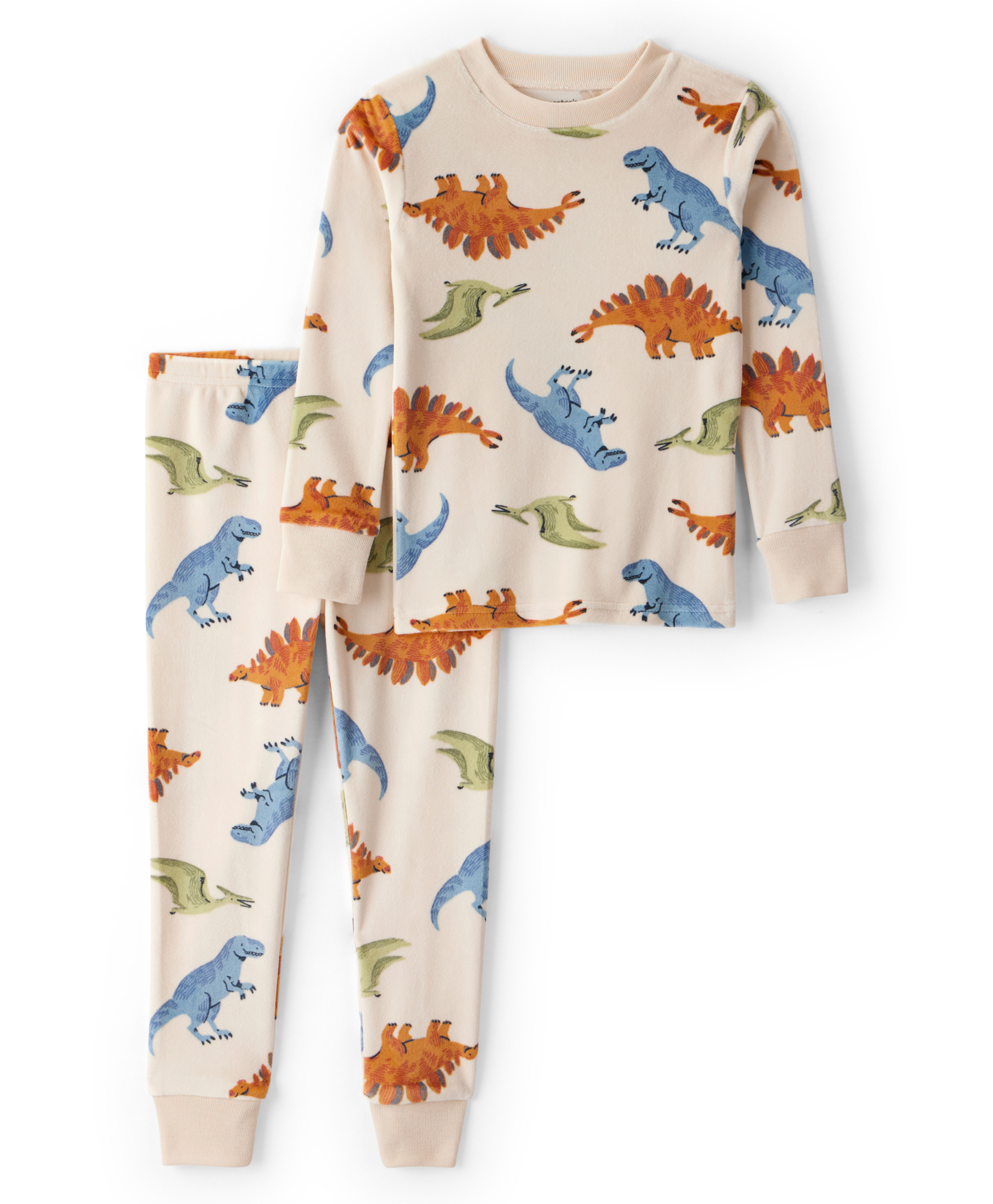Carter's Cotton Knit Full Sleeves Co-ord Night Suit With Dino Print - Tan-image-13