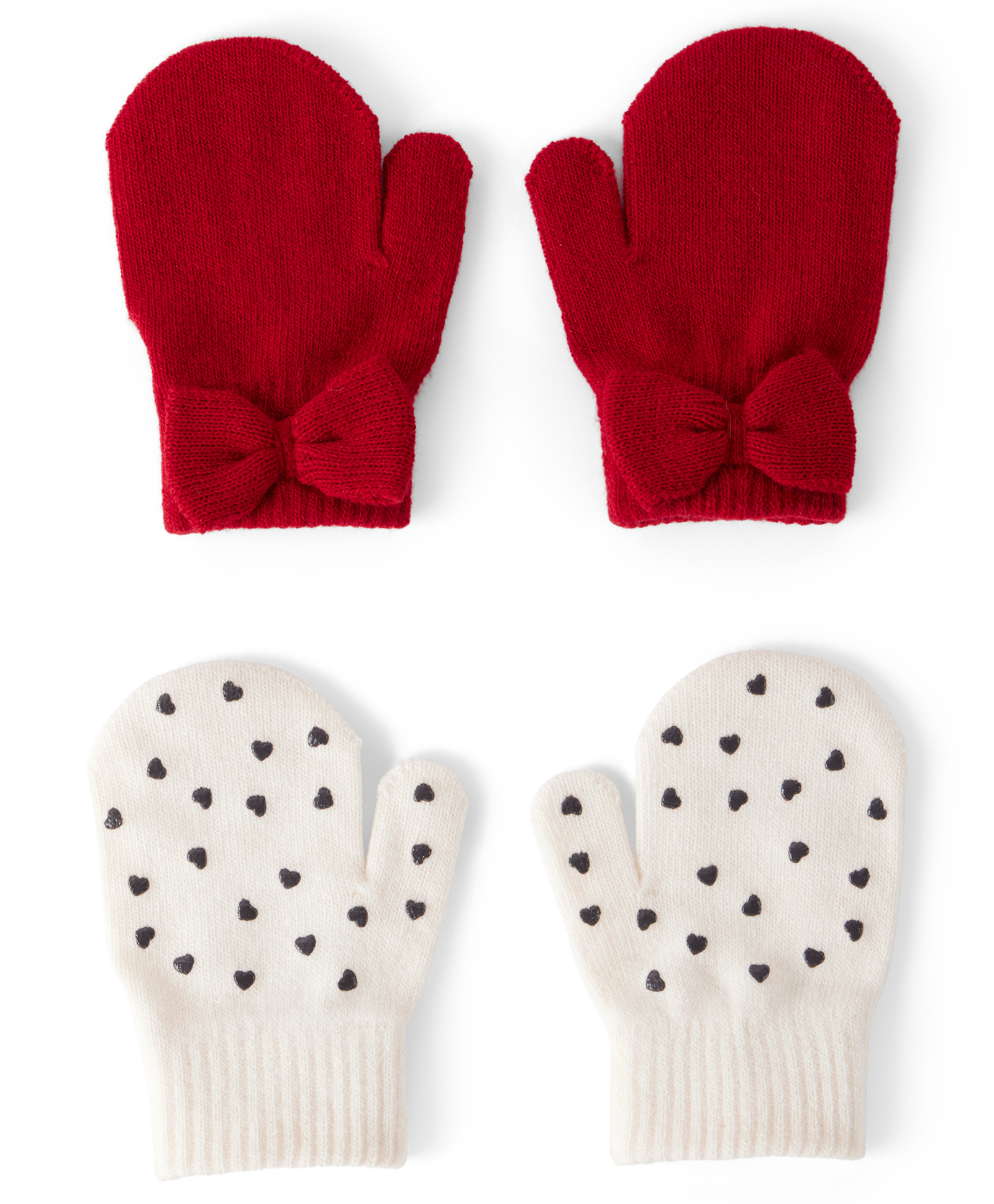 Carter's Knit Gloves With Heart Design Pack Of 2 - Red & White-picture-12