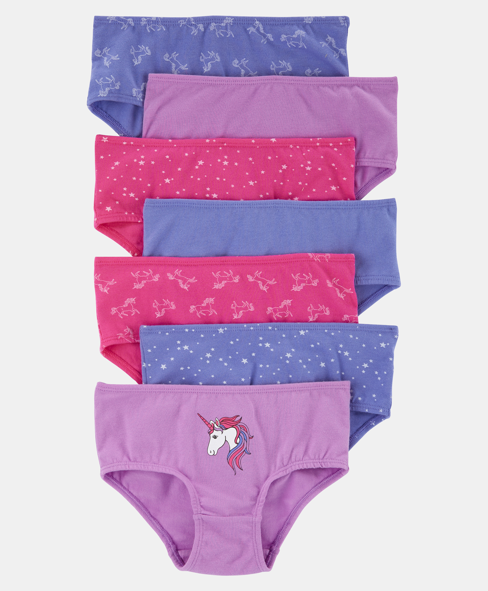 Carter's Knit Panties with Unicorn & Star Print Pack of 7 - Pink Purple & Violet-image-39