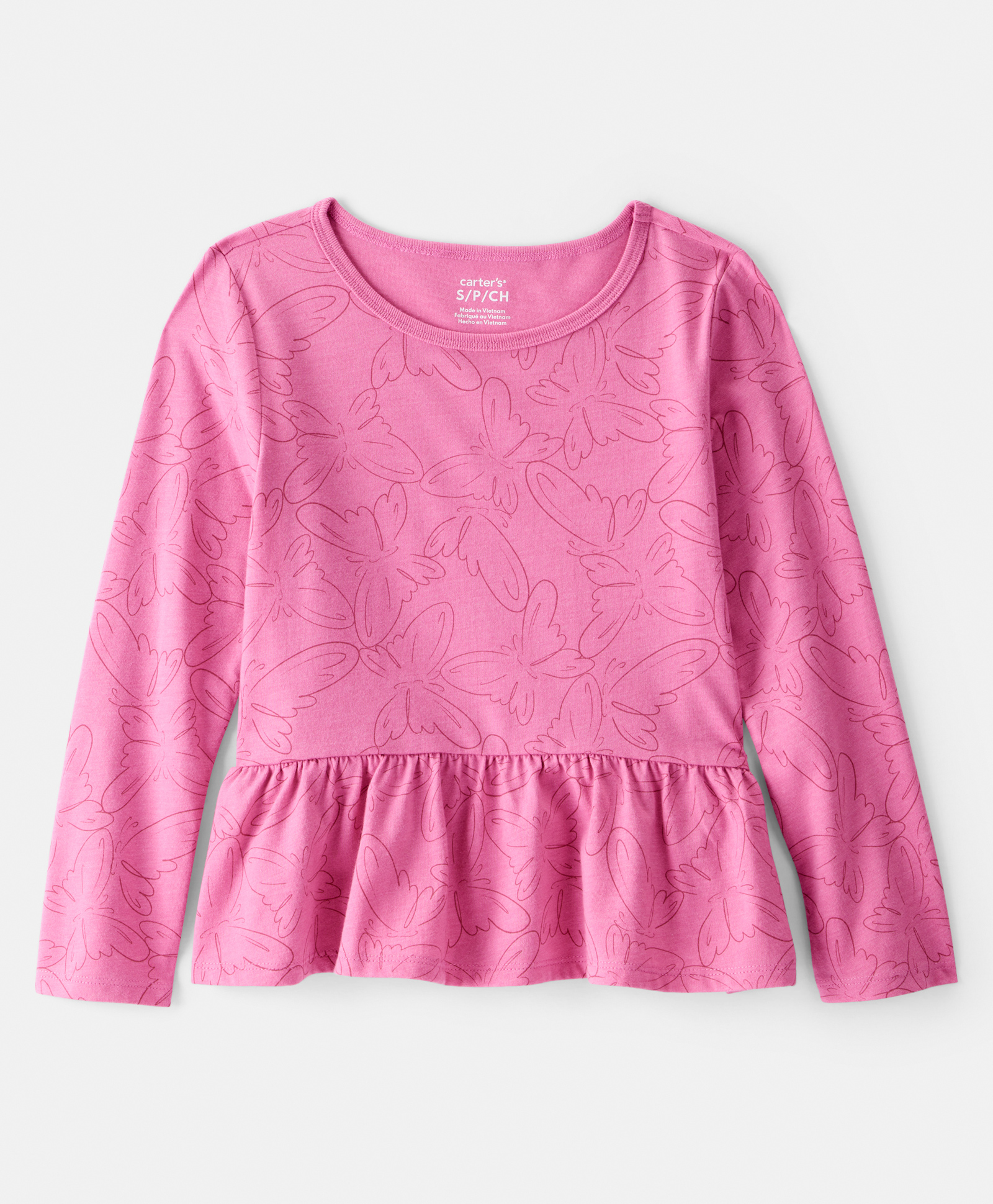 Carter's Knit Full Sleeves Top with Butterfly Print - Pink-picture-22