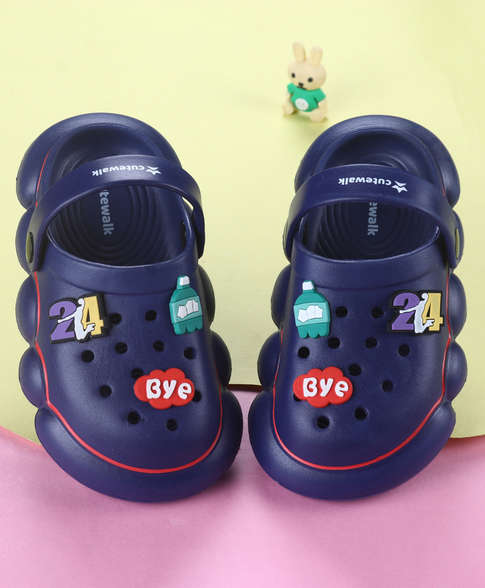 Cute Walk by Babyhug Back Strap Closure Solid Coloured Clogs With Applique - Navy Blue-picture-26