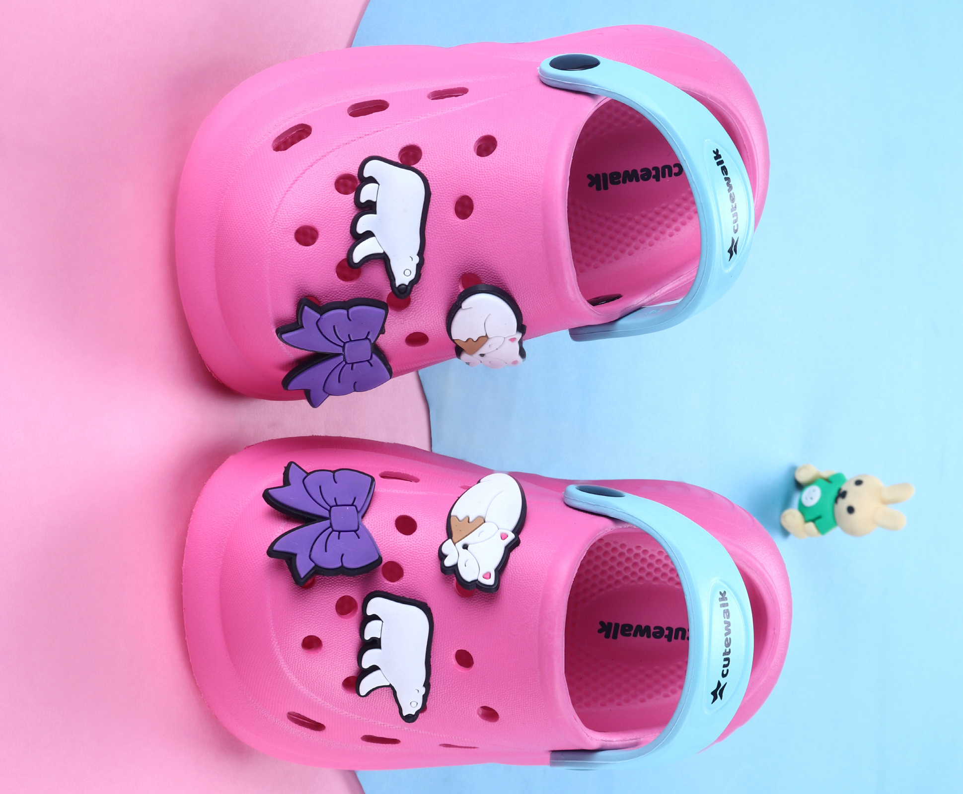 Cute Walk by Babyhug Back Strap Closure Clogs With Animal & Bow Applique - Dark Pink-picture-19