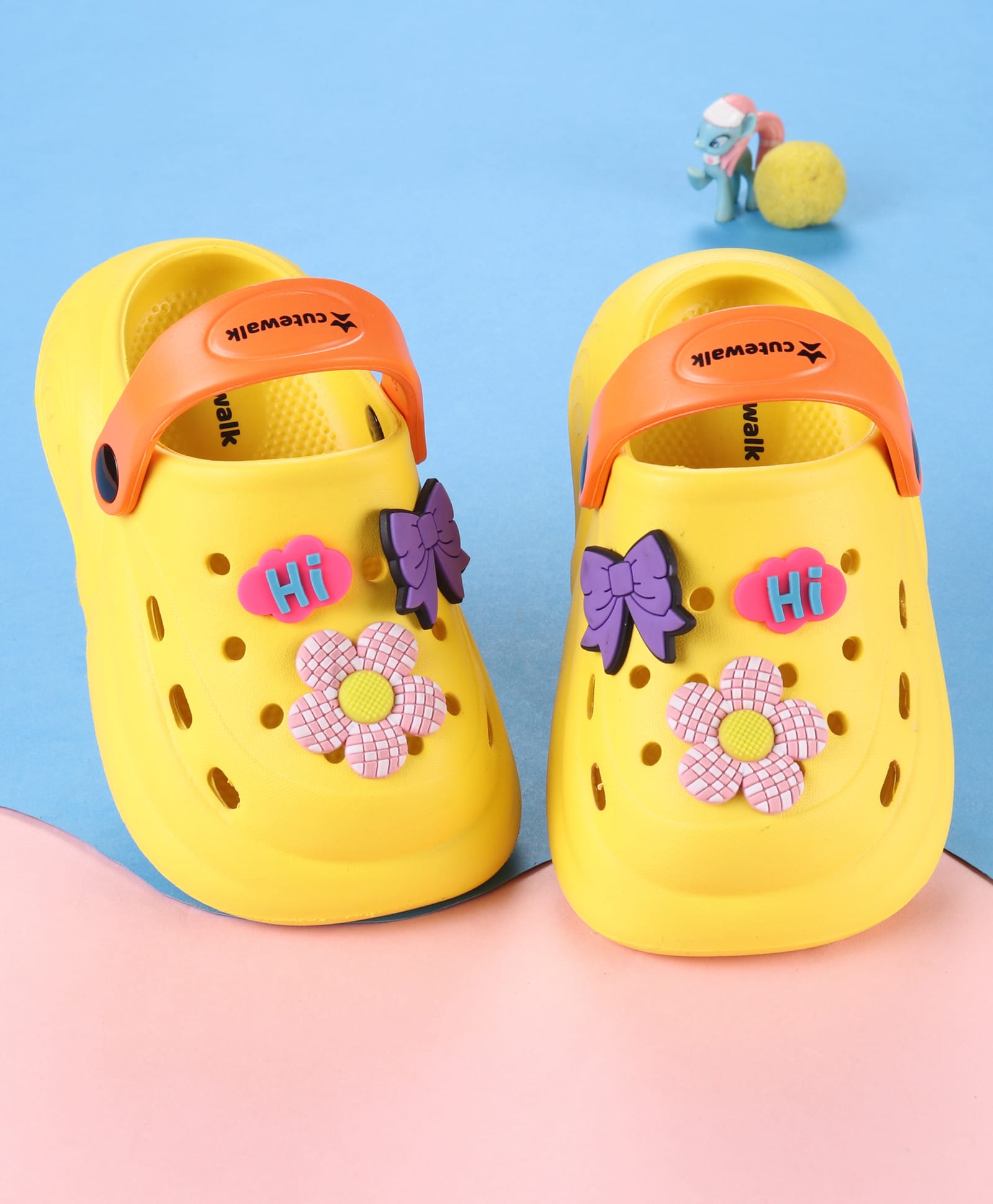 Cute Walk by Babyhug Back Strap Closure Clogs With Floral Applique - Yellow-image-48