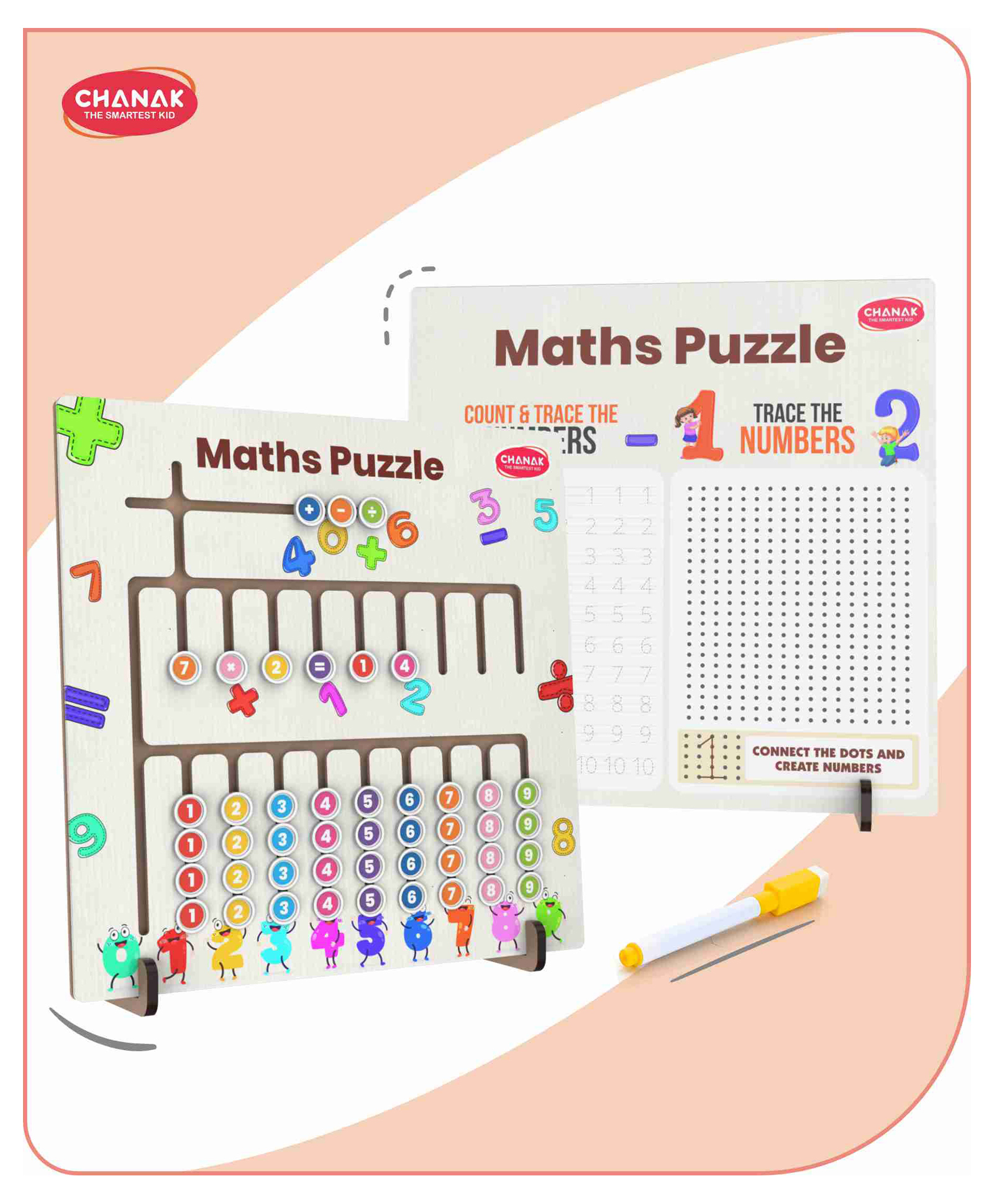 Aditi Toys 3-in-1 Wooden Math Learning Board With Marker for Kids Tracing, Dot-to-Dot Number Formation & Math Puzzle, Educational Toy for Preschoolers, Early Literacy Development, Age Above 3+ Years-image-18