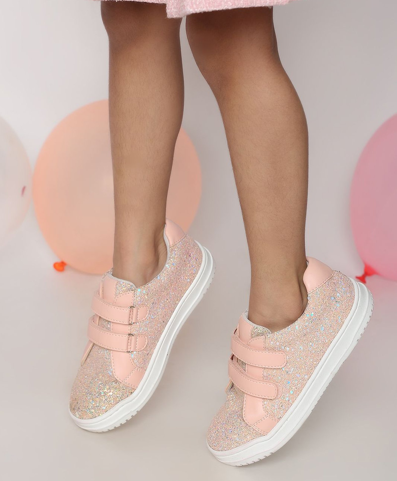Aria+Nica Glitter Embellished With Double Velcro Closure Sneakers - Pink-picture-11