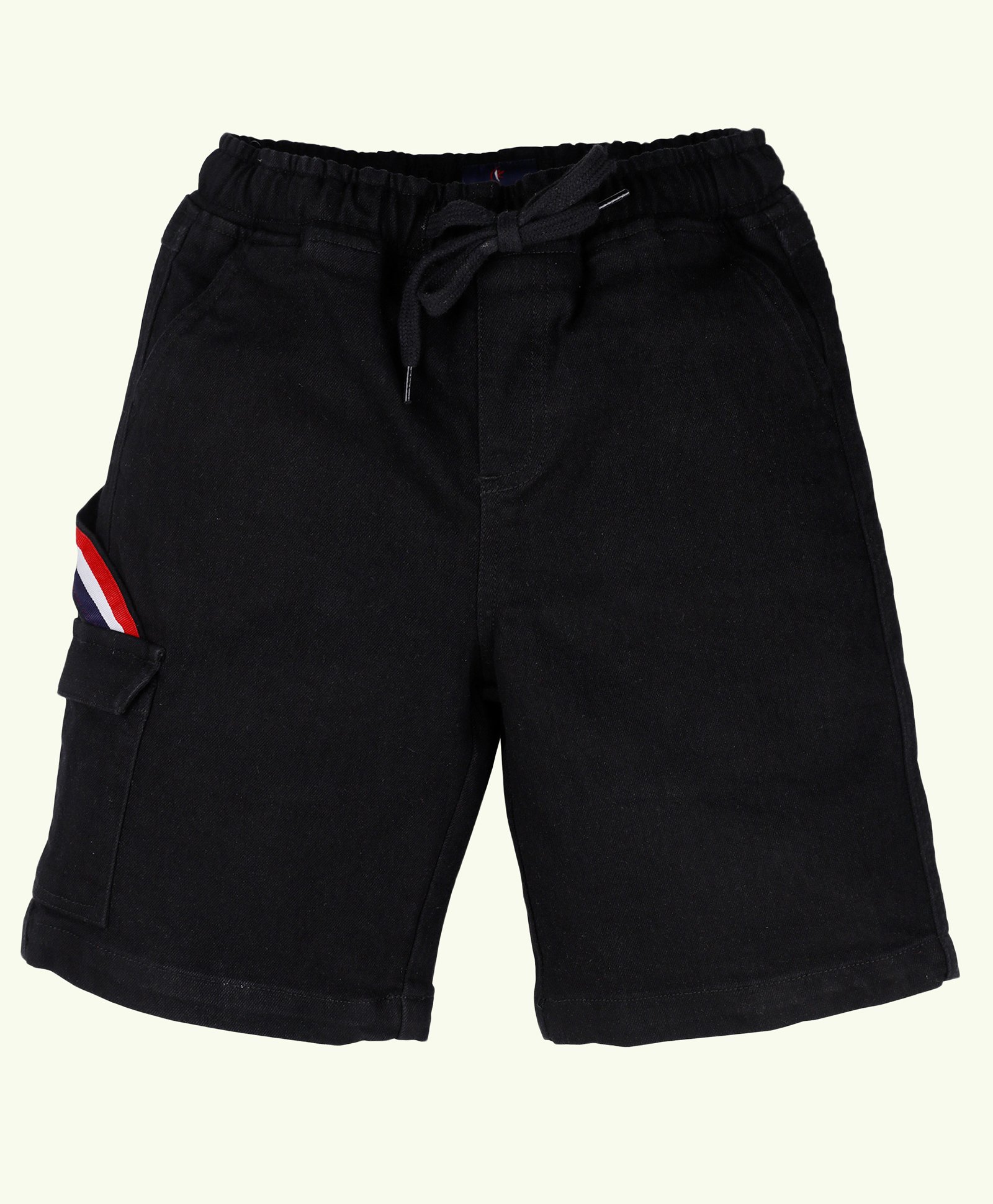 Kiddopanti Denim Side Taped Cargo Shorts - Black-image-40