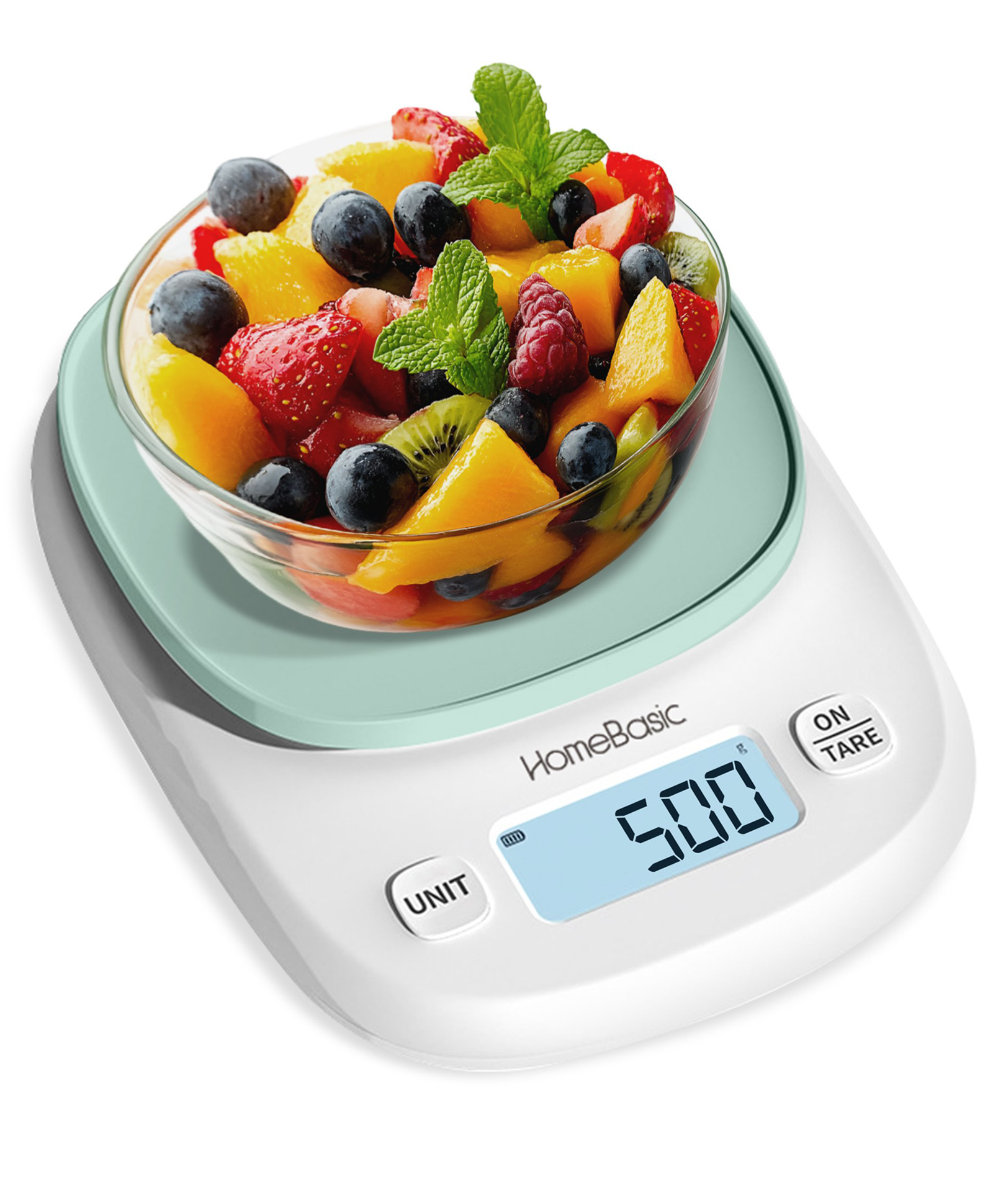 HOMEBASIC KS200 Portable Digital Weighing scale for Kitchen (G, lb, oz, ml) Up to 5kg Weight Machine for Food Healthy Diet Fitness Home Baking Cooking| Bright LCD Touch Button Tare Function (GREEN)-image-1