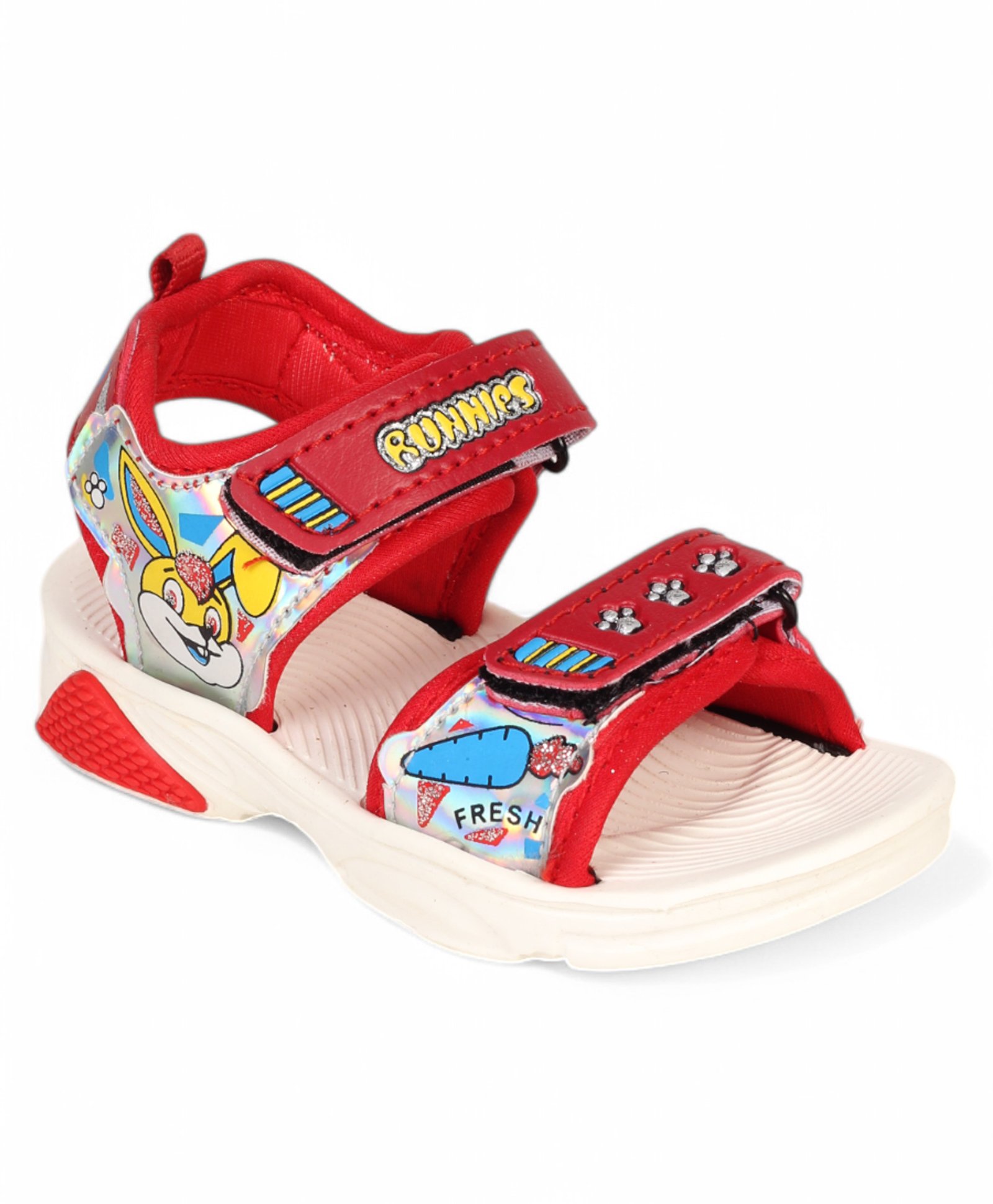 Lil Lollipop Bunny Designed Velcro Closure Sandals - Red-image-14