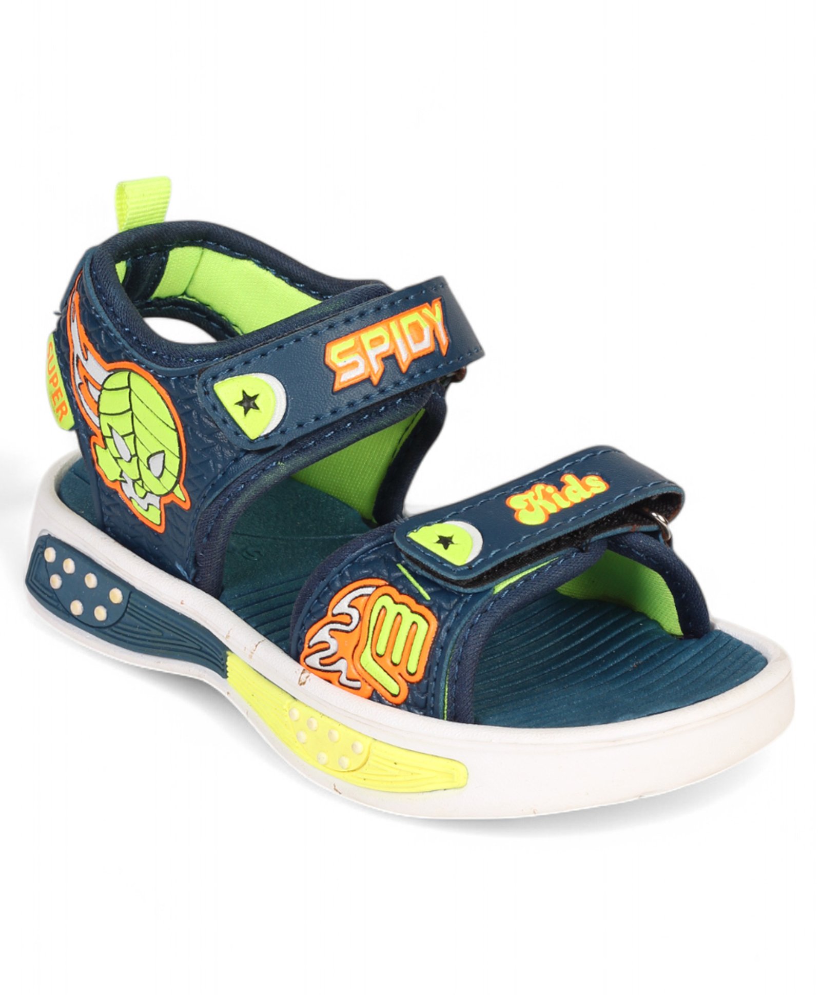 Lil Lollipop Spidy Kids Text Designed With Double Velcro Closure Sandals - Blue-picture-19