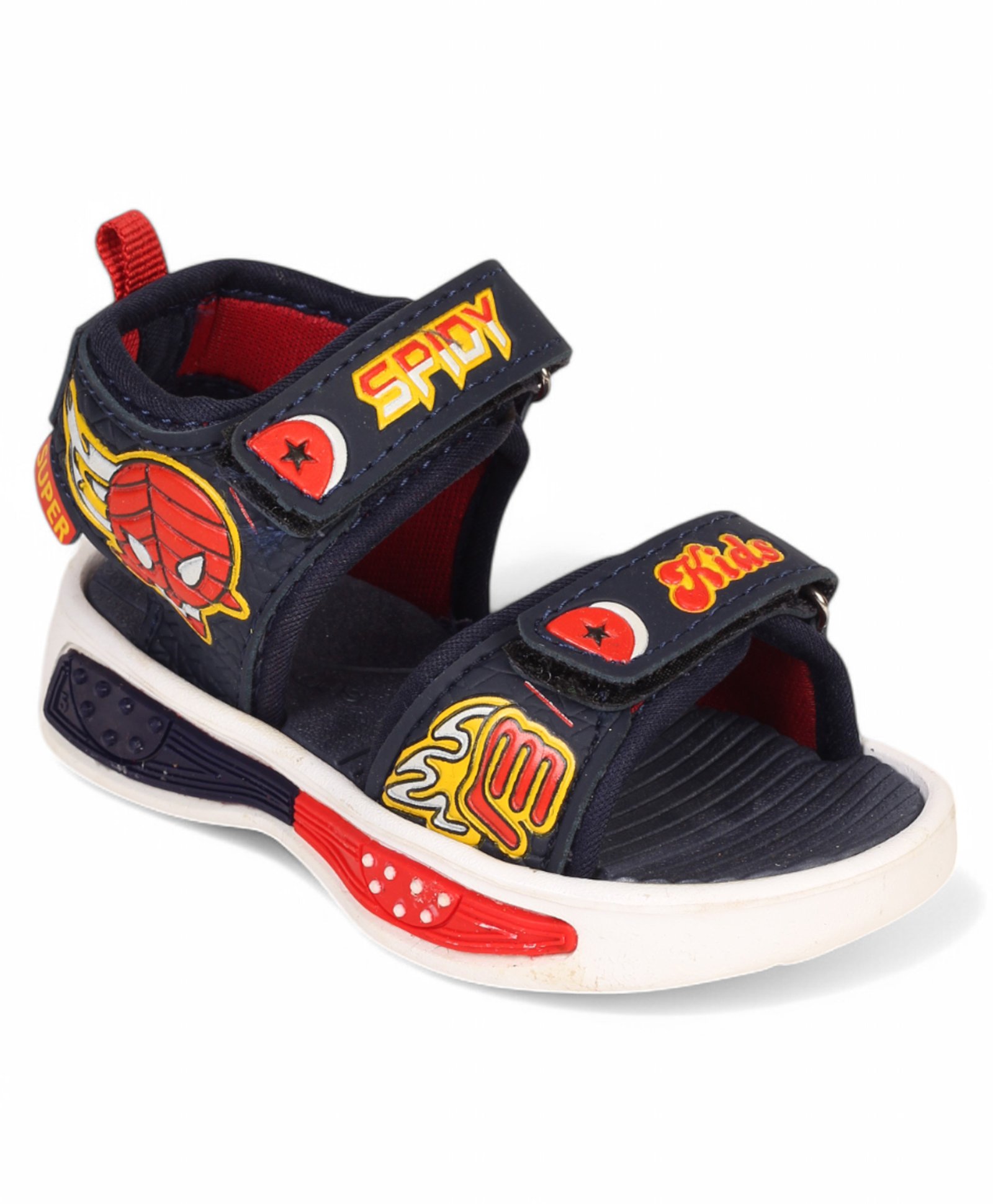 Lil Lollipop Spidy Kids Text Designed With Double Velcro Closure Sandals - Navy Blue & Red-picture-20