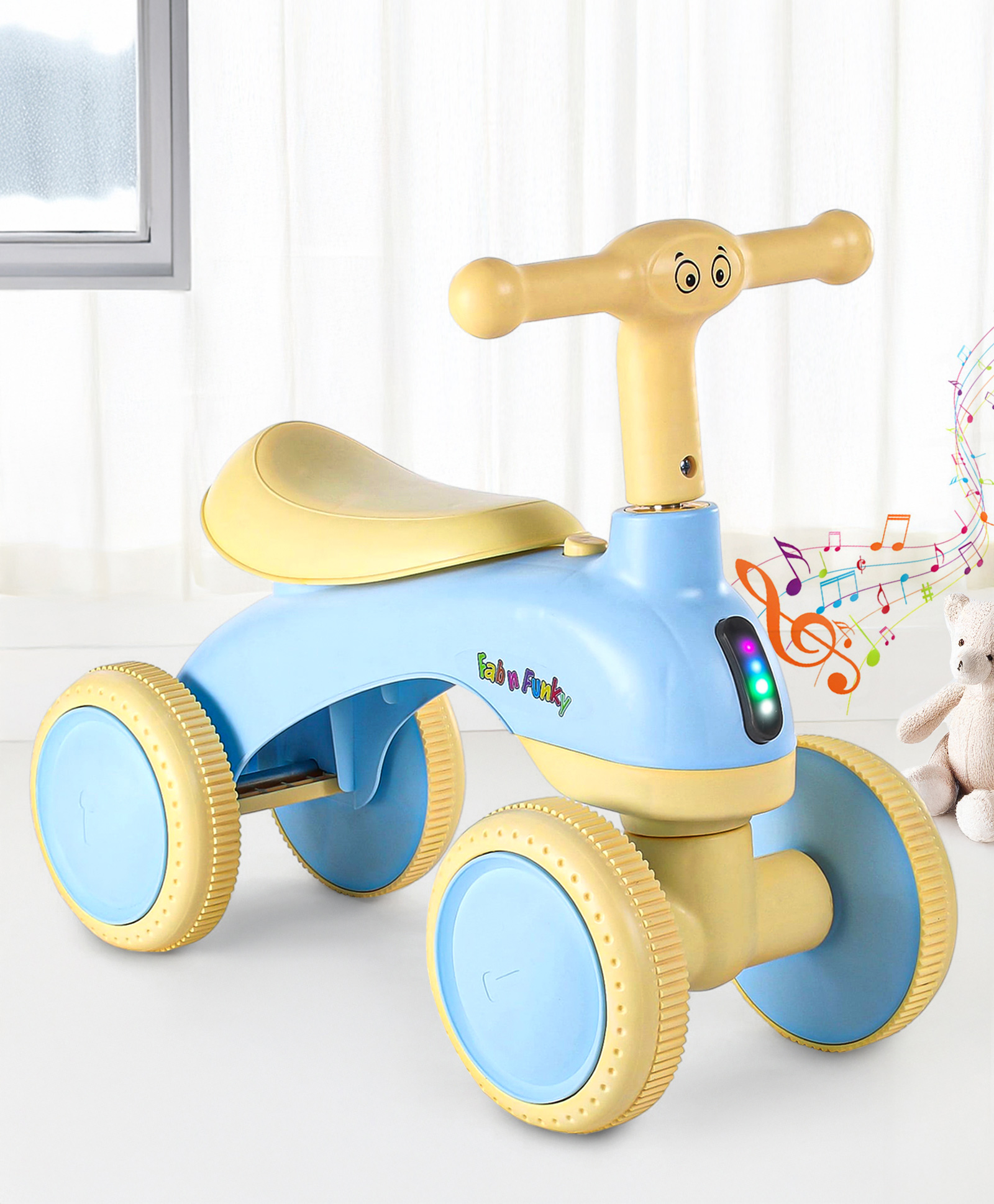 JoyBoot Zoomie Manual Ride On With LED Lights & Music - Blue & Cream-image-30