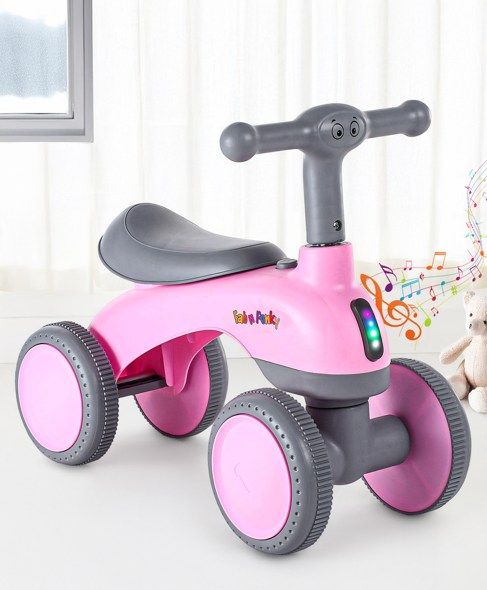 JoyBoot Zoomie Manual Ride On With LED Lights & Music - Pink & Grey-image-28