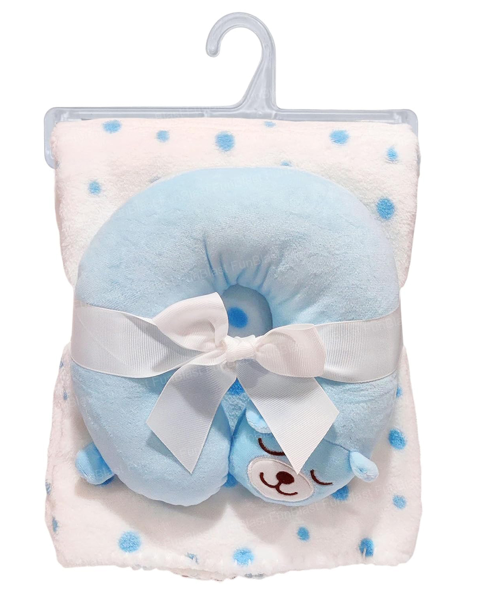 FunBlast Baby Wrap Blanket with Soft Dog Shaped Pillow for New Born Baby Blue-image-46