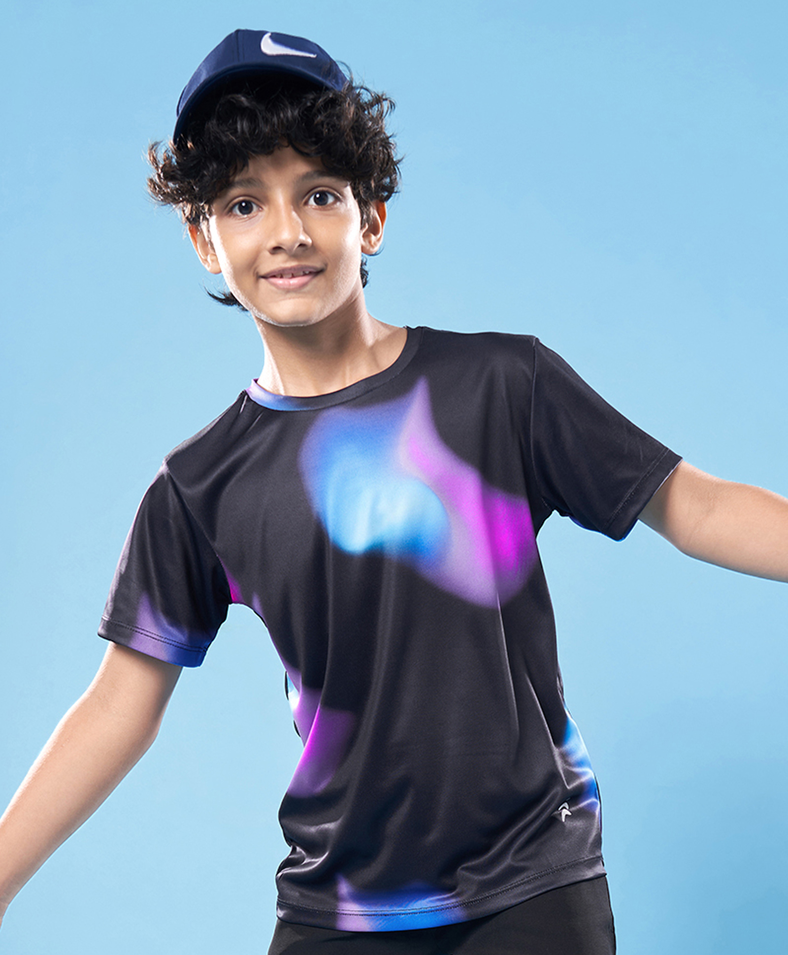 Pine Active Knit Half Sleeves Printed T-Shirt - Black-picture-11