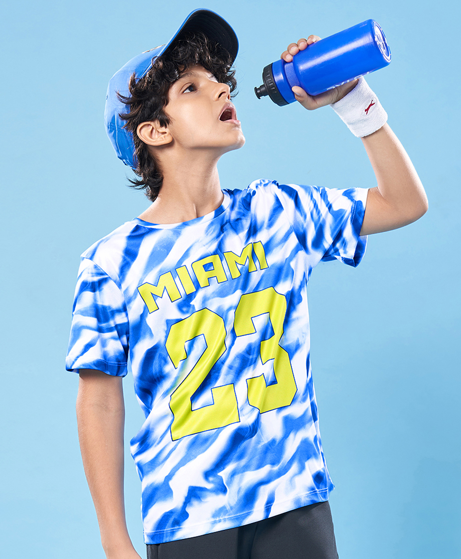 Pine Active Knit Half Sleeves Printed T-Shirt - Blue & White-image-20